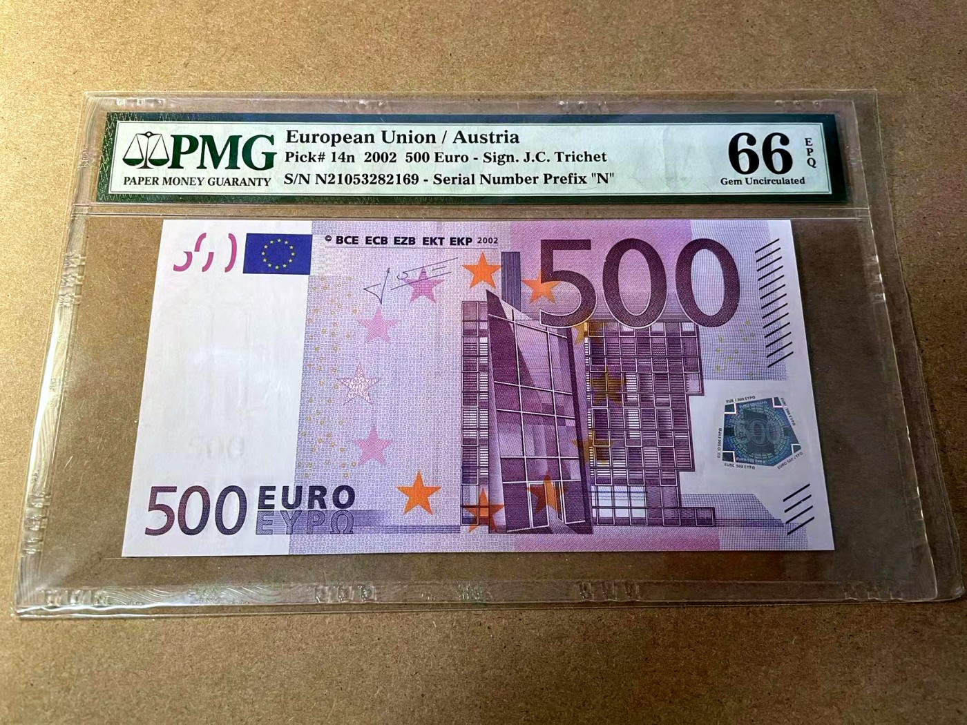 【Blue Auction】✨世界纸币精拍第438期【精】    【无47 二签】欧元 2002年500欧元 PMG66EPQ 奥地利版