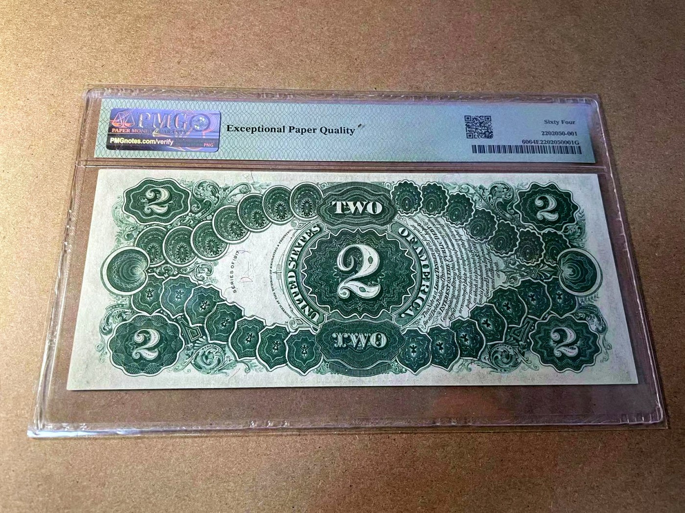 【Blue Auction】✨世界纸币精拍第438期【精】 【无47】美国 1917年2美金 PMG64EPQ  大票幅 杰弗逊 精美  升值品种 