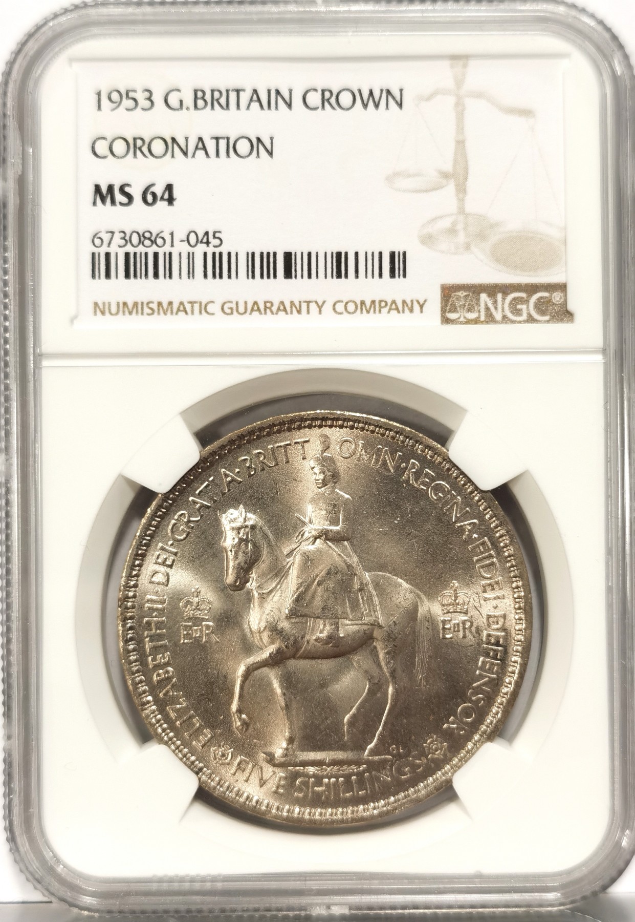 博洋堂世界钱币拍卖第066期（全场包邮） NGC MS64 英国1953年伊丽莎白二世登基纪念克朗