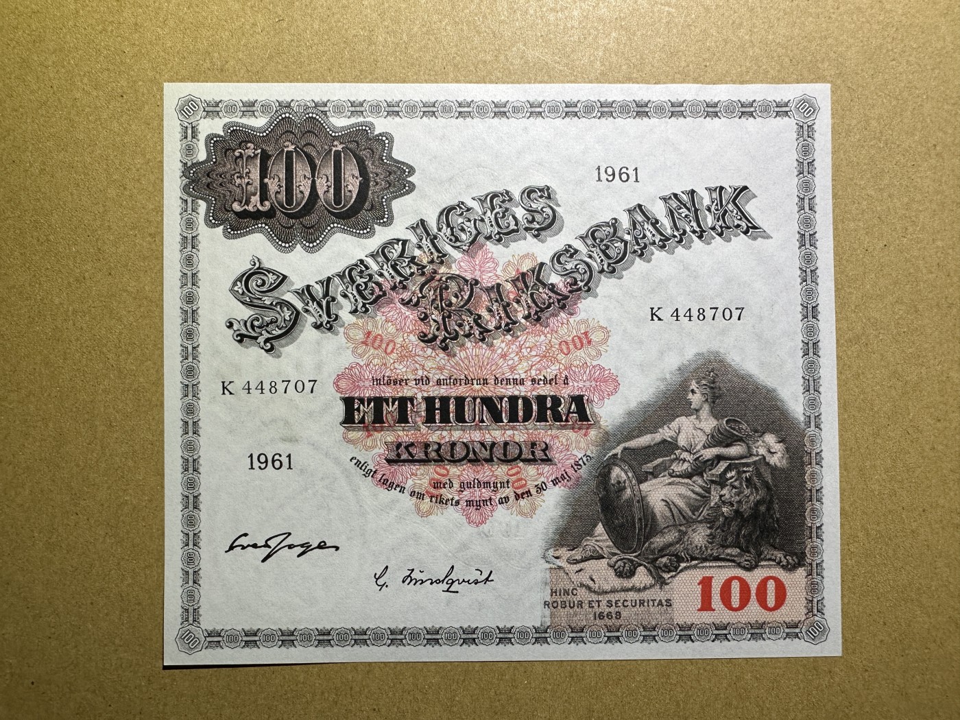 《张总收藏》139期-精品外币 瑞典100克朗 UNC 1961年版大方块