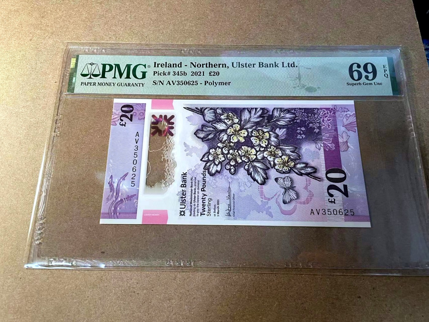 【Blue Auction】✨世界纸币精拍第438期【精】 【无47 唯一冠军分 b版首发冠】北爱尔兰 2021年20镑 PMG69EPQ 近满分