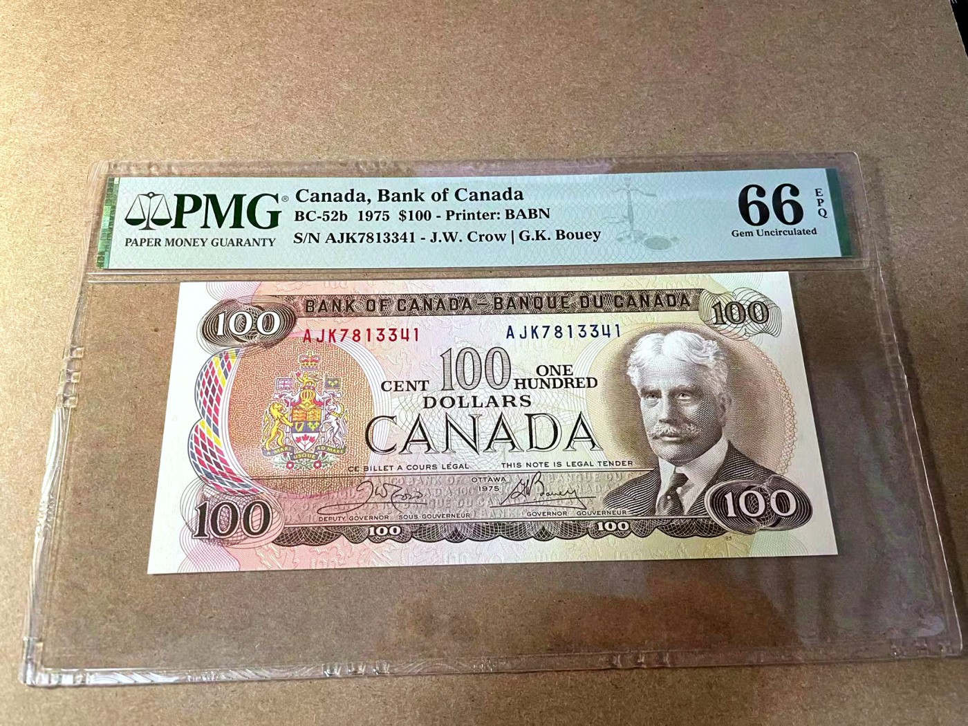 【Blue Auction】✨世界纸币精拍第438期【精】  加拿大 1975年100元 背面大场景 PMG66EPQ 
