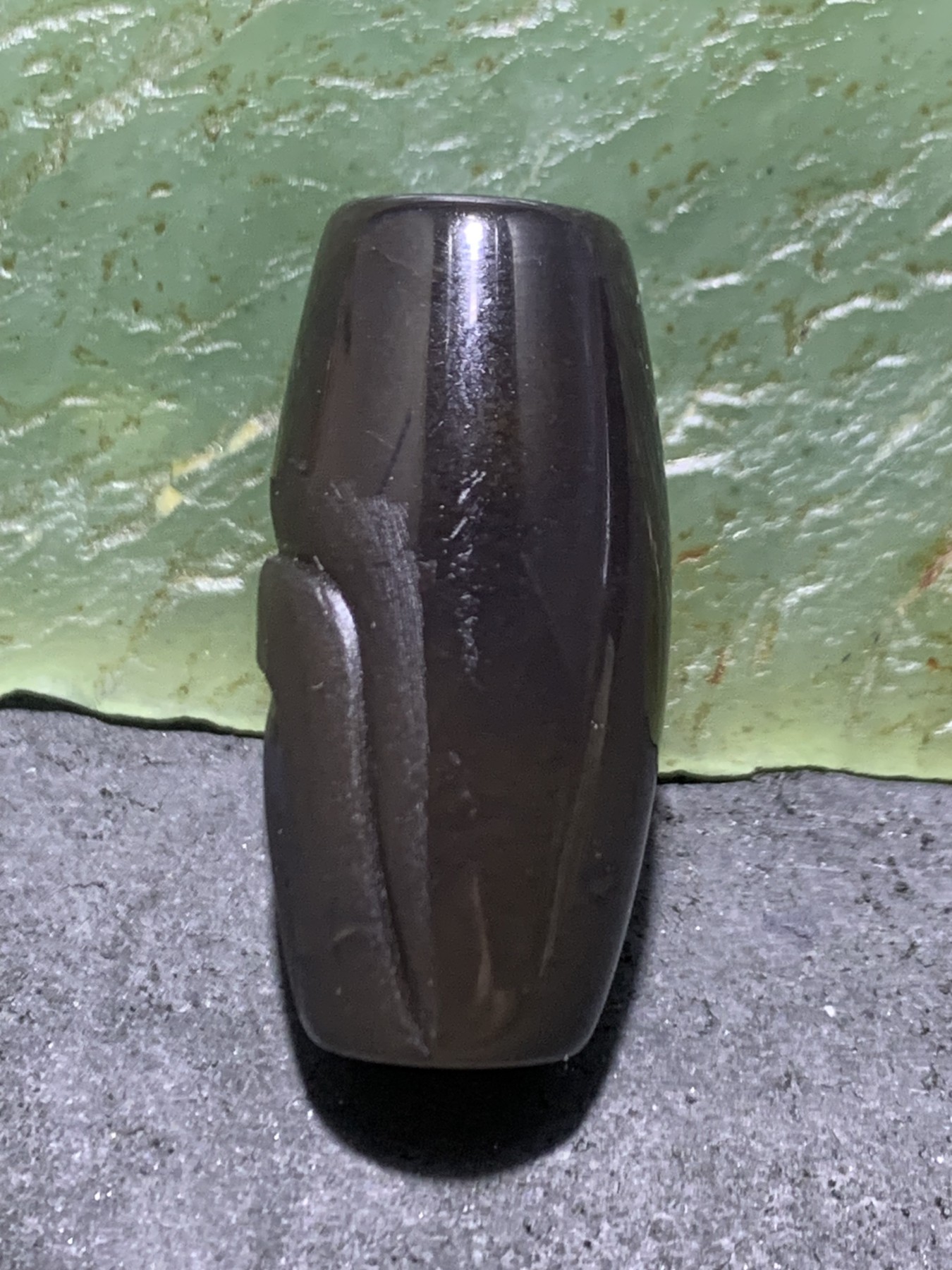 精美亚光高玉化巴西玛瑙手工俏色水龙头桶珠一个！