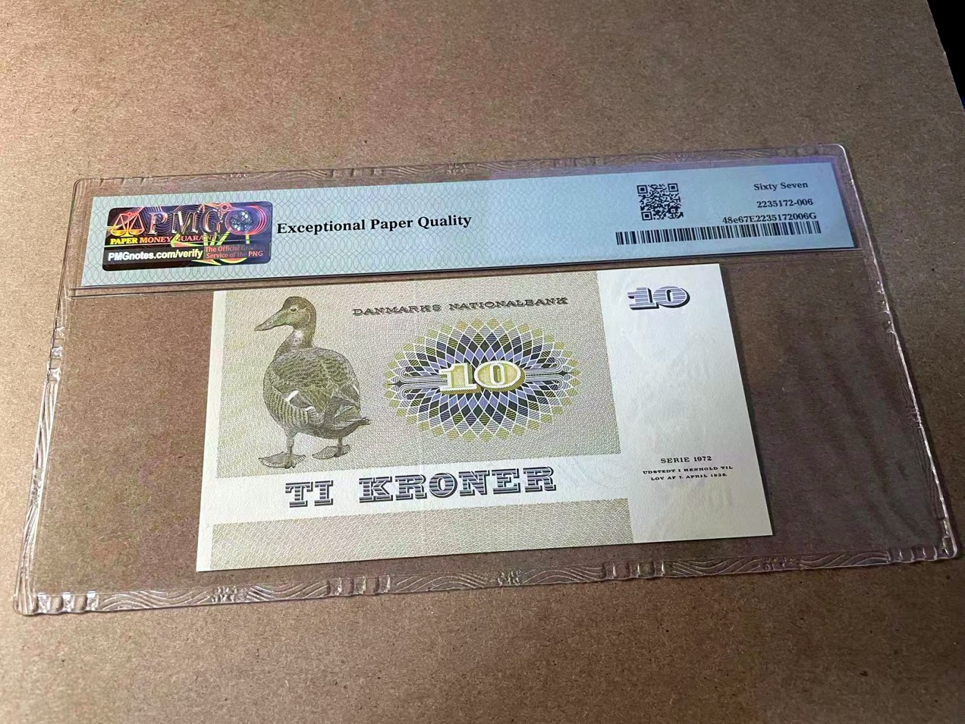 【Blue Auction】✨世界纸币精拍第438期【精】 【无47】丹麦 1975年10克朗 PMG67EPQ 高分