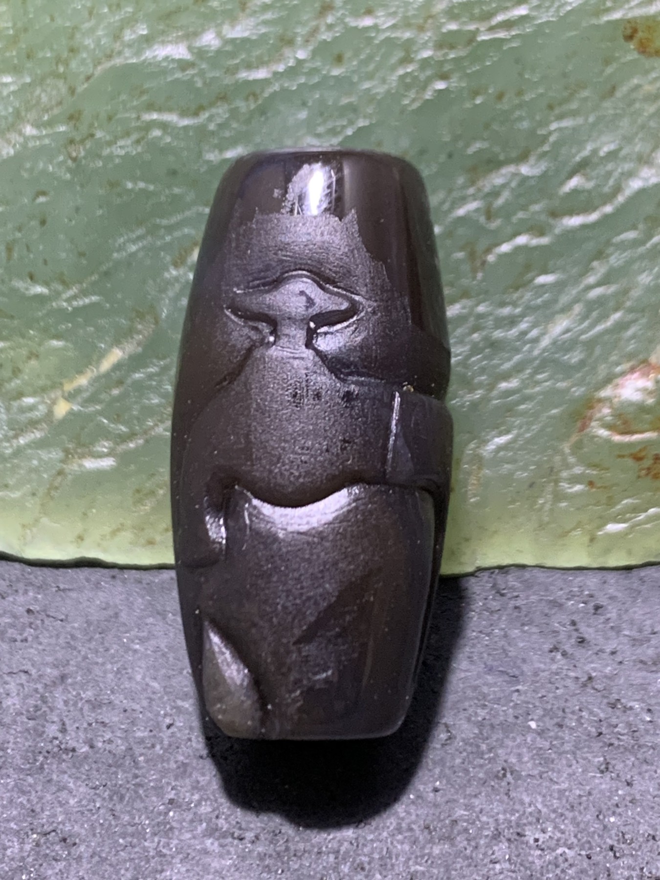精美亚光高玉化巴西玛瑙手工俏色水龙头桶珠一个！