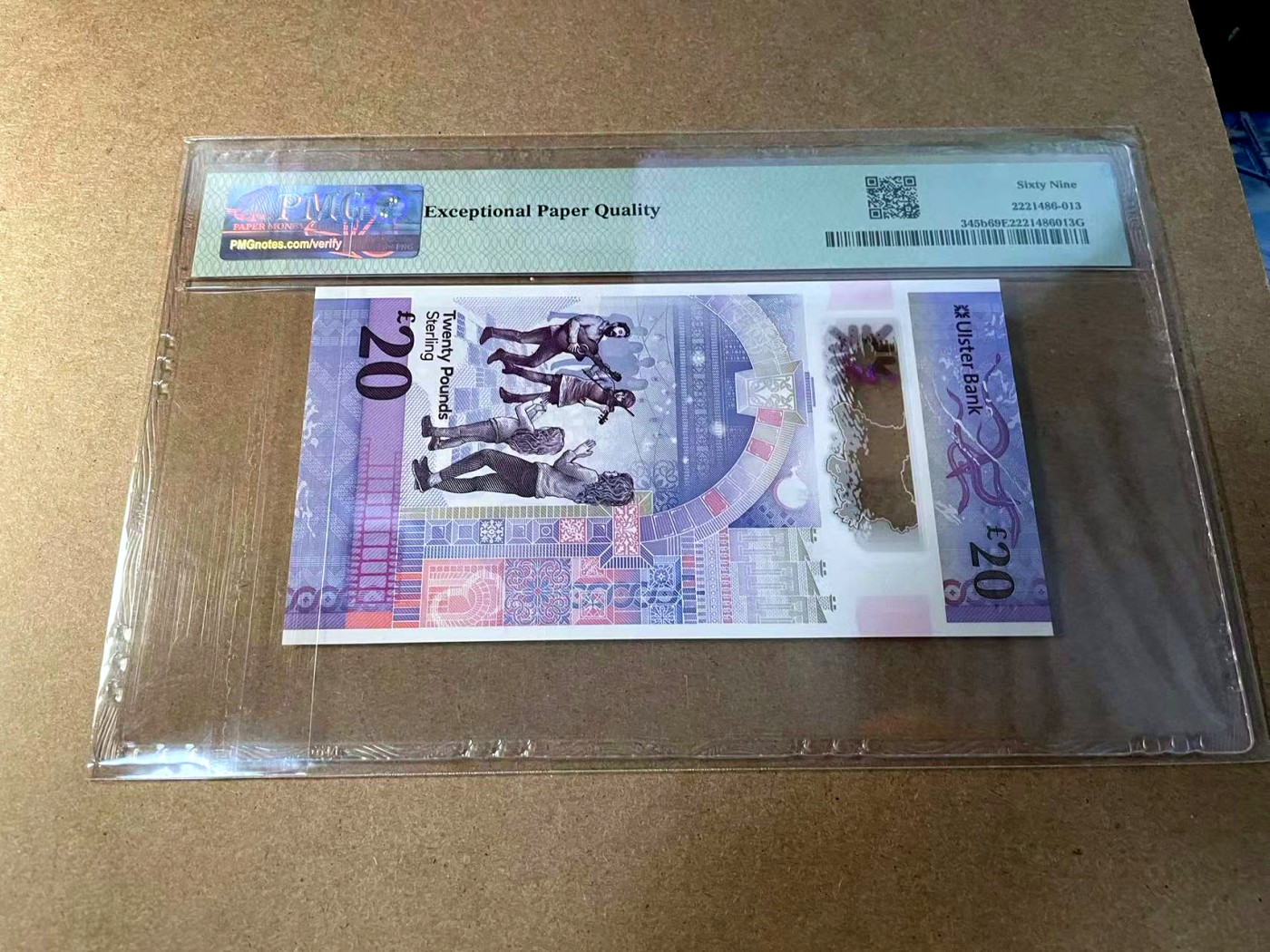 【Blue Auction】✨世界纸币精拍第438期【精】 【无47 唯一冠军分 b版首发冠】北爱尔兰 2021年20镑 PMG69EPQ 近满分