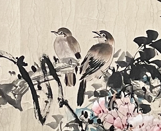 舒云轩知微见著文物局报备专场 王个簃《紫藤双雀》尺幅：65*129