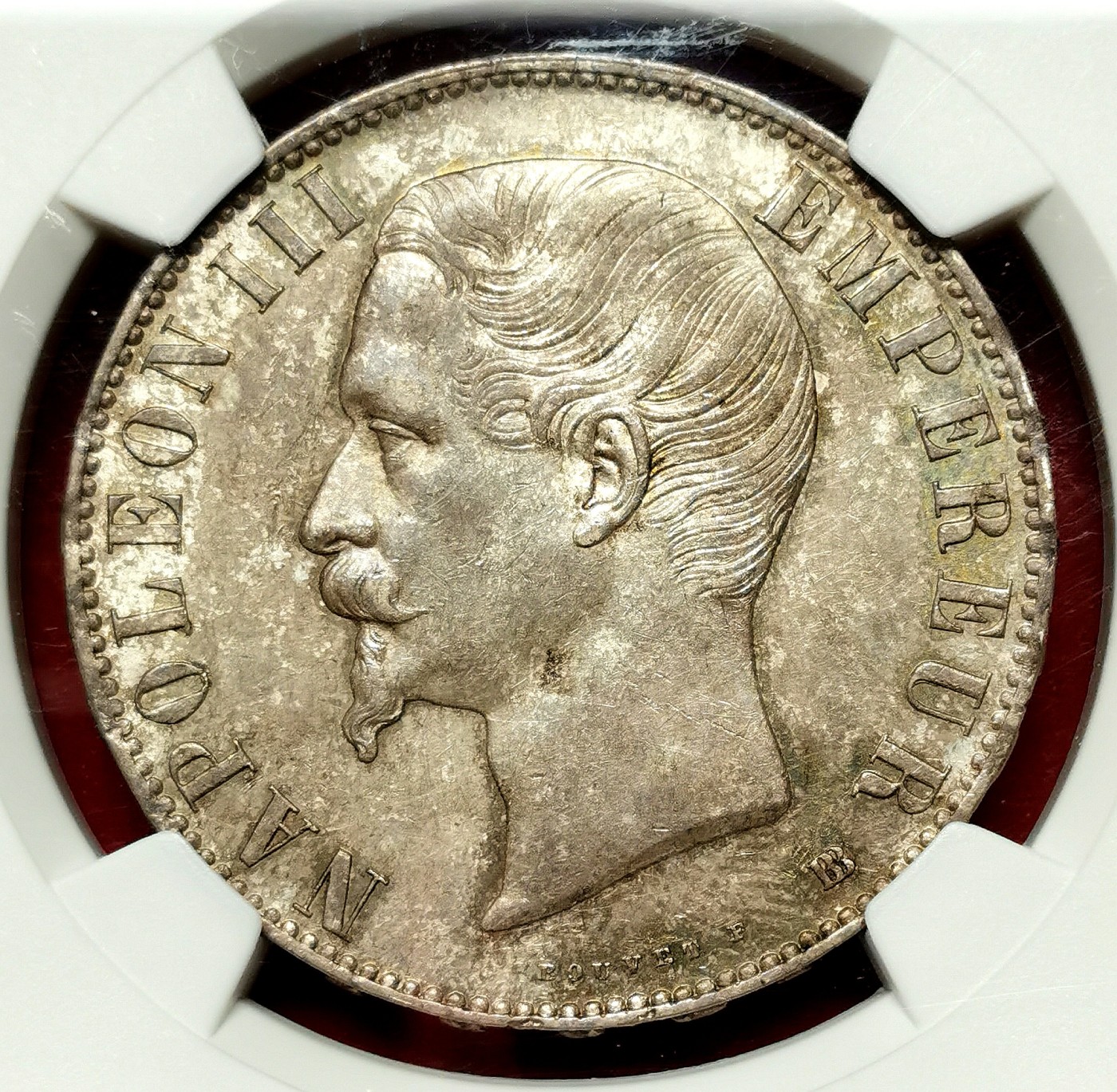 凡希社世界钱币微拍第二百六十一期（龙年开运场） 荐！1856BB法兰西第二帝国拿破仑三世5法郎大银NGC-MS63 原味烟熏彩，包浆质感一流！