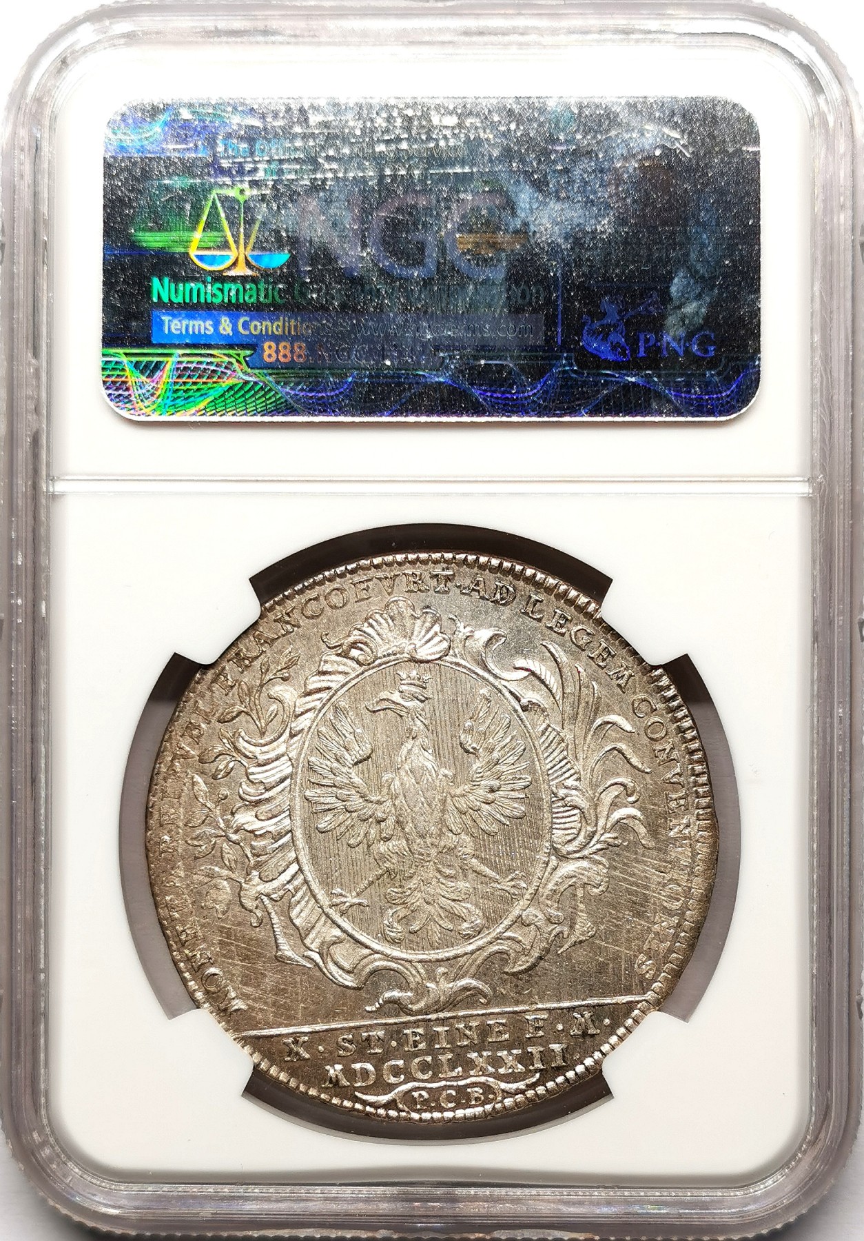 凡希社世界钱币微拍第二百六十一期（龙年开运场） 荐！1772法兰克福城市景观泰勒大银NGC-MS63 银光充沛藏家品质！