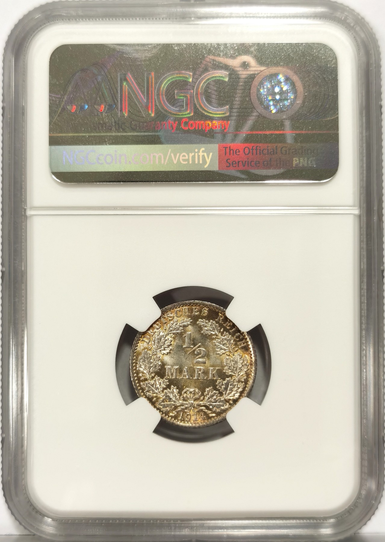 博洋堂世界钱币拍卖第066期（全场包邮） NGC MS65 德国第二帝国1914年A版1/2马克银币