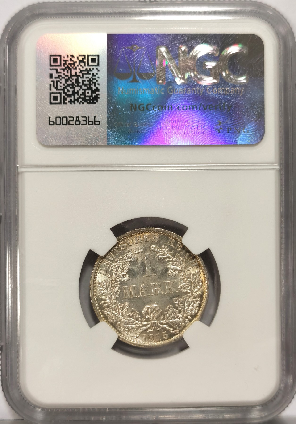 博洋堂世界钱币拍卖第066期（全场包邮） NGC MS65 德国第二帝国1915年A版1马克银币