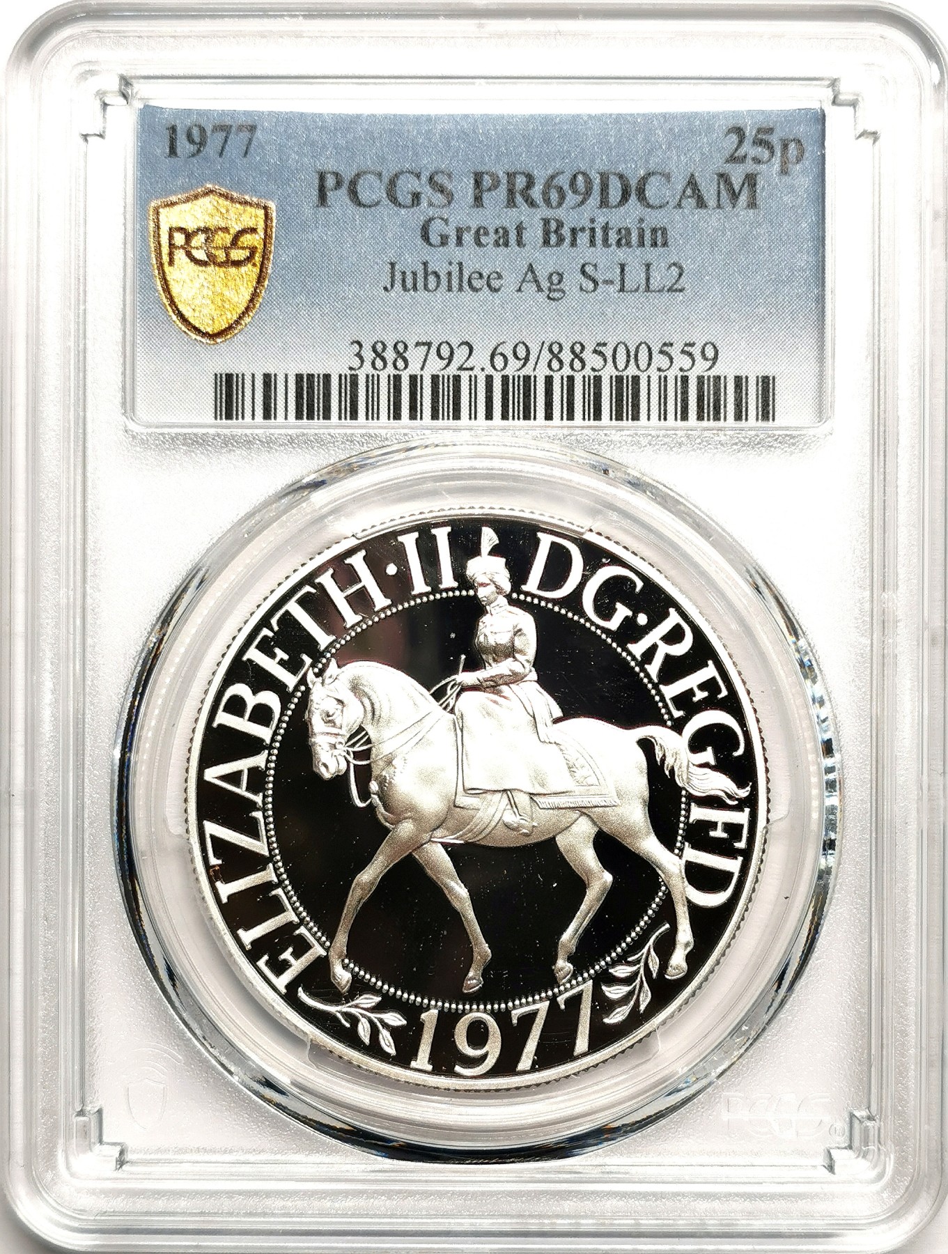 凡希社世界钱币微拍第二百六十一期（龙年开运场） 1977英国女王加冕纪念25便士大银PCGS-PR69DCAM 难得一见高分收藏级！