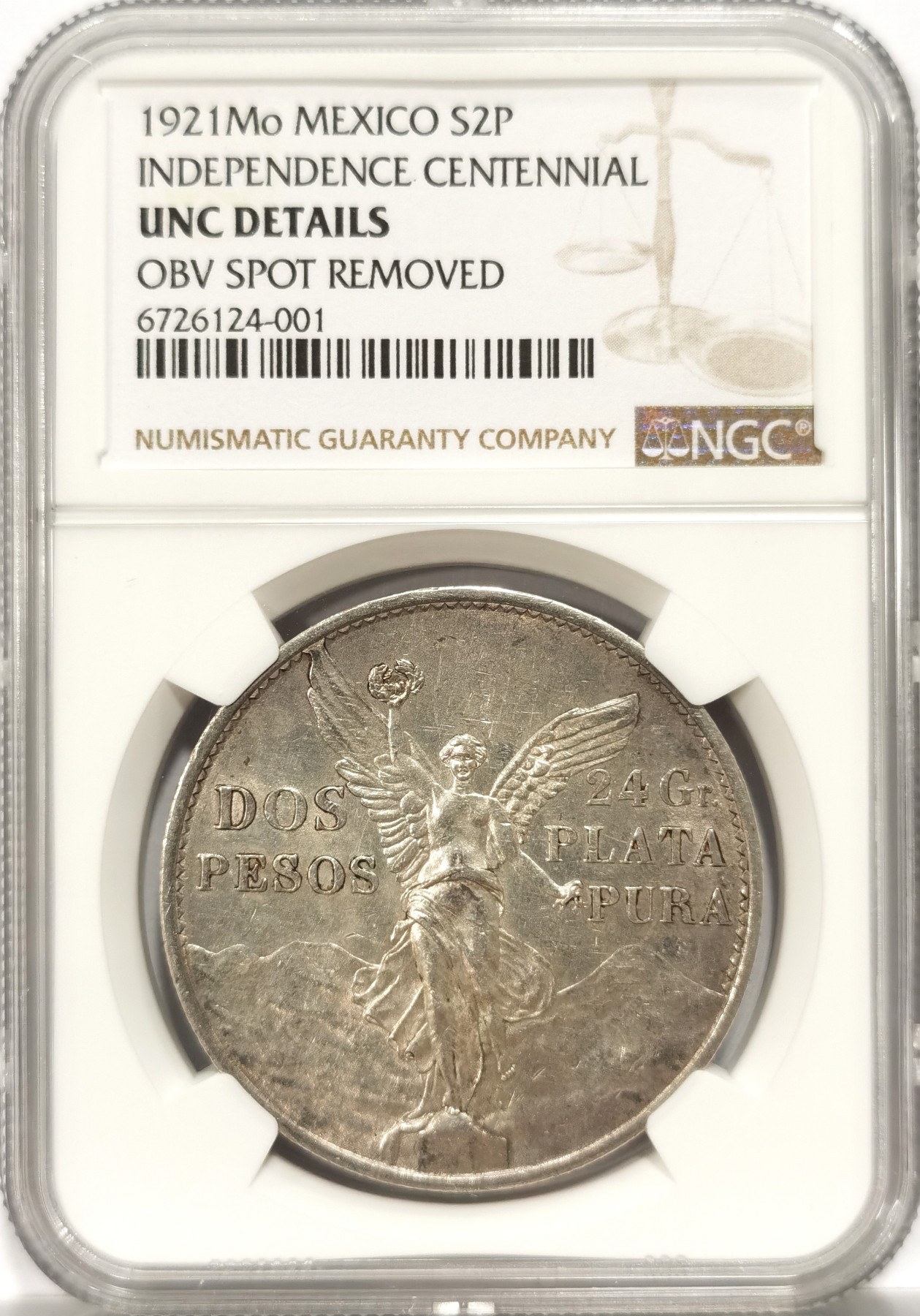 博洋堂世界钱币拍卖第066期（全场包邮） NGC UNCD 墨西哥1921年2比索独立百年飞天女神鹰洋，热门品种，设计极其华丽。严评错杀，品质状态不输62分。