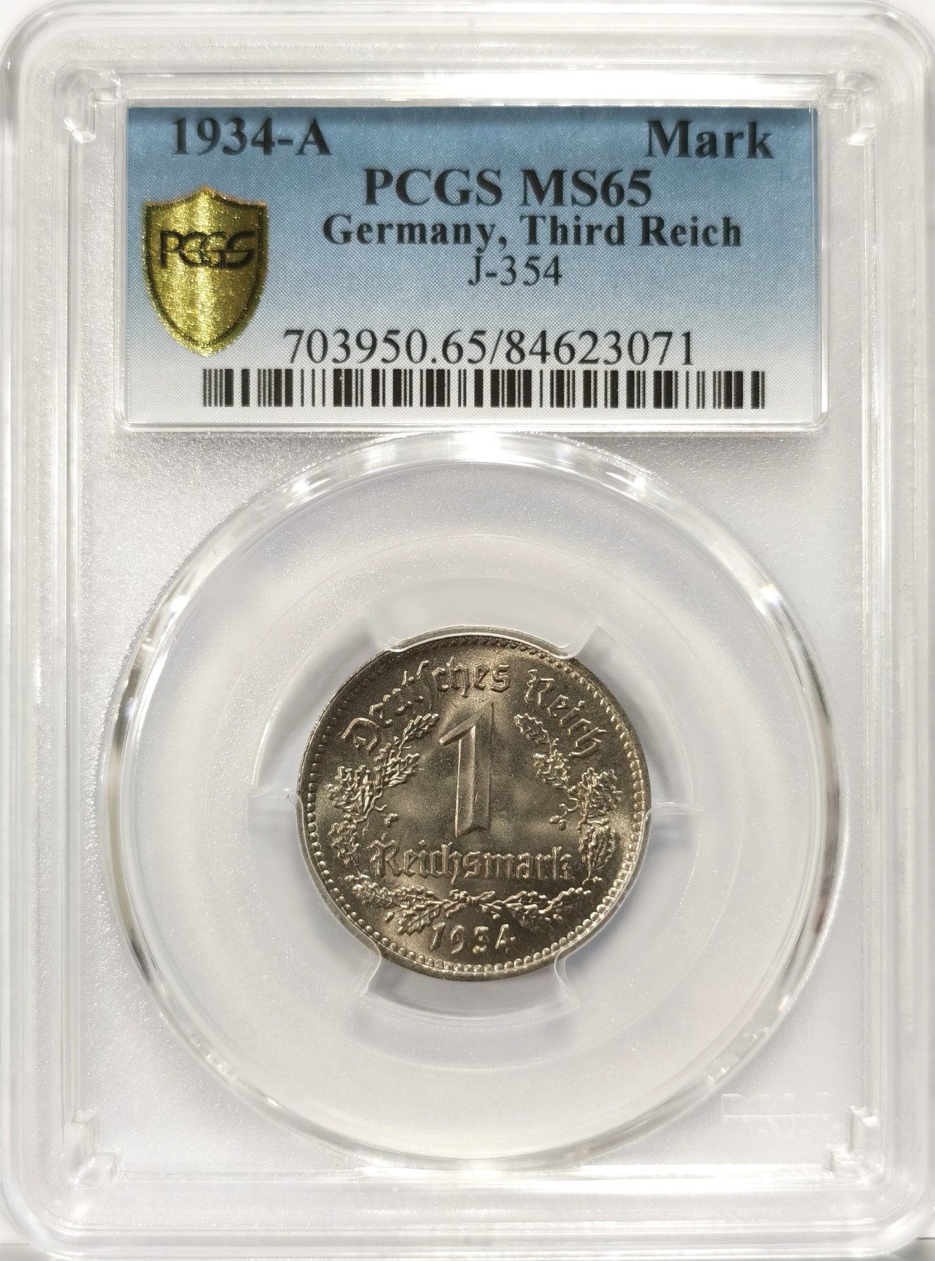 博洋堂世界钱币拍卖第066期（全场包邮） PCGS MS65 德国第三帝国1934年A版1马克镍币