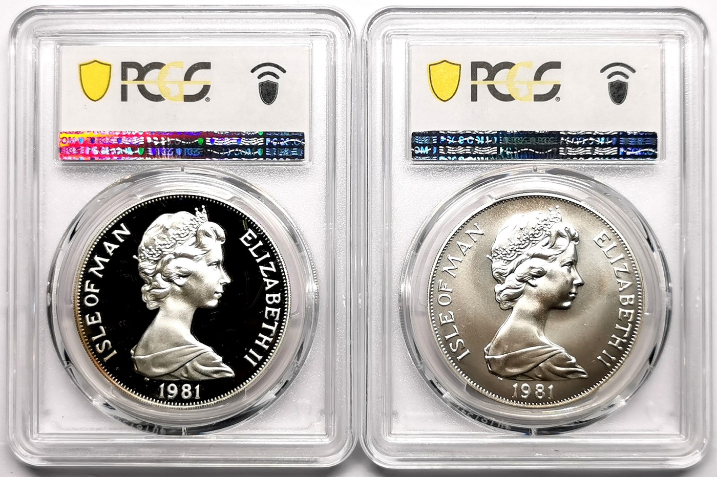 凡希社世界钱币微拍第二百六十一期（龙年开运场） 1981马恩岛查尔斯大婚纪念银币普制精制一对PCGS-69顶级品相！