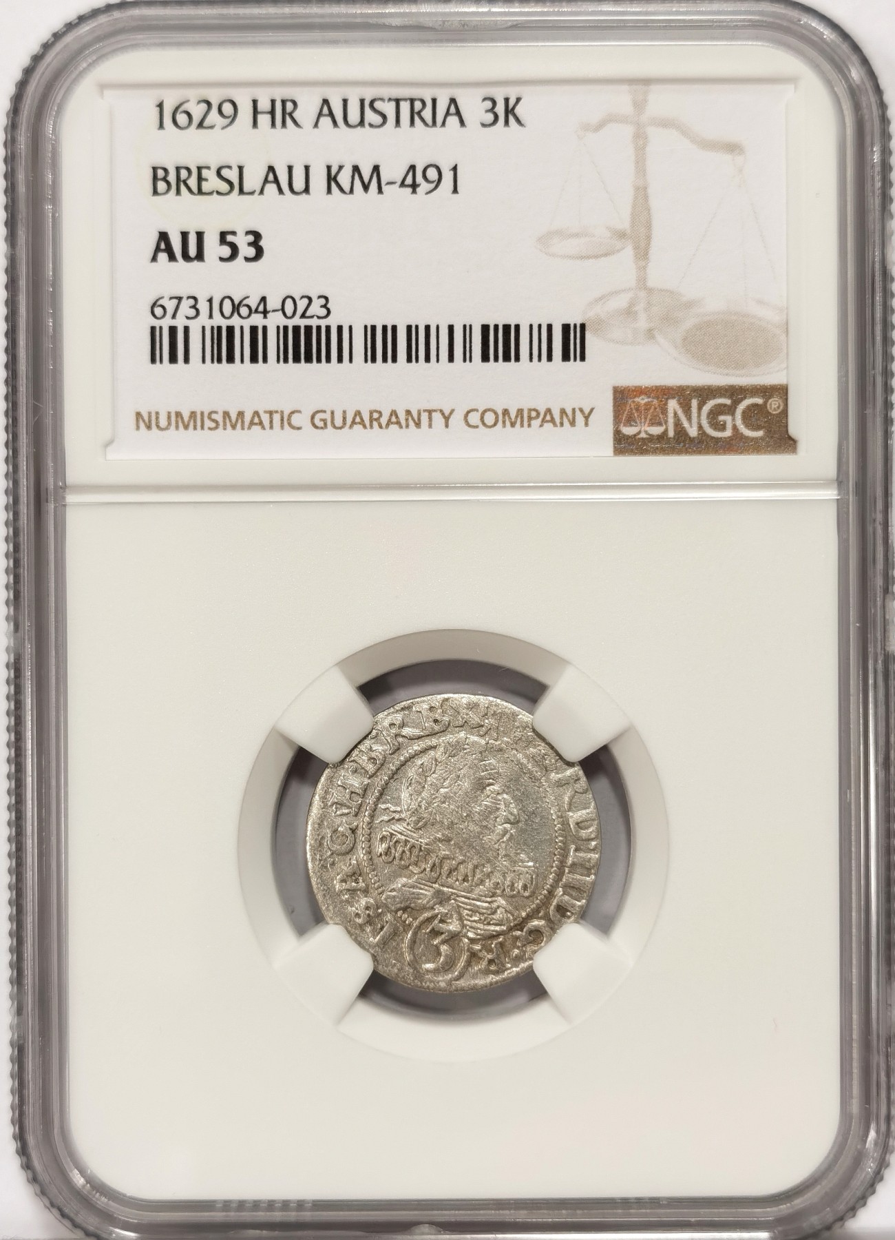 博洋堂世界钱币拍卖第066期（全场包邮） NGC AU53 奥地利布雷斯劳1629年3K银币