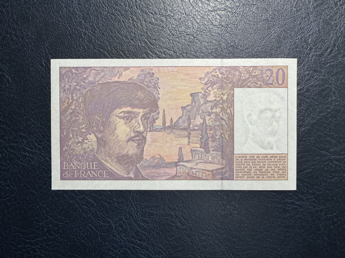 收藏联盟Quantum Auction 第327期拍卖  法国1993年20法郎 品相UNC 有一个点钞痕 音乐家德彪西