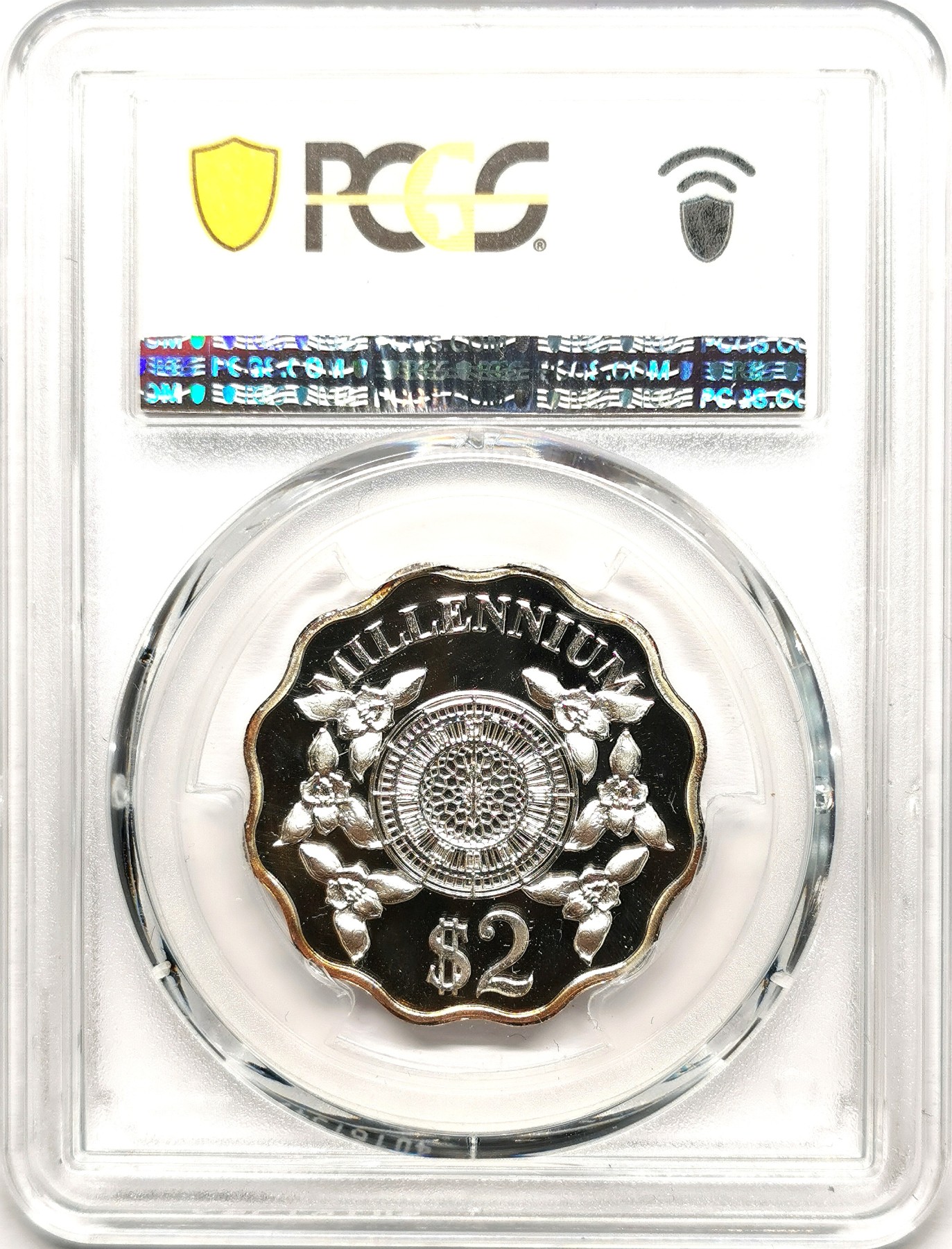 凡希社世界钱币微拍第二百六十一期（龙年开运场） 2000开曼群岛千禧年2Dollar纪念银币波浪边PCGS-PR69DCAM