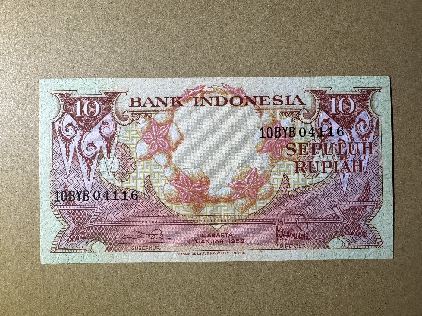 《张总收藏》139期-精品外币 印度尼西亚10盾 UNC 1959年