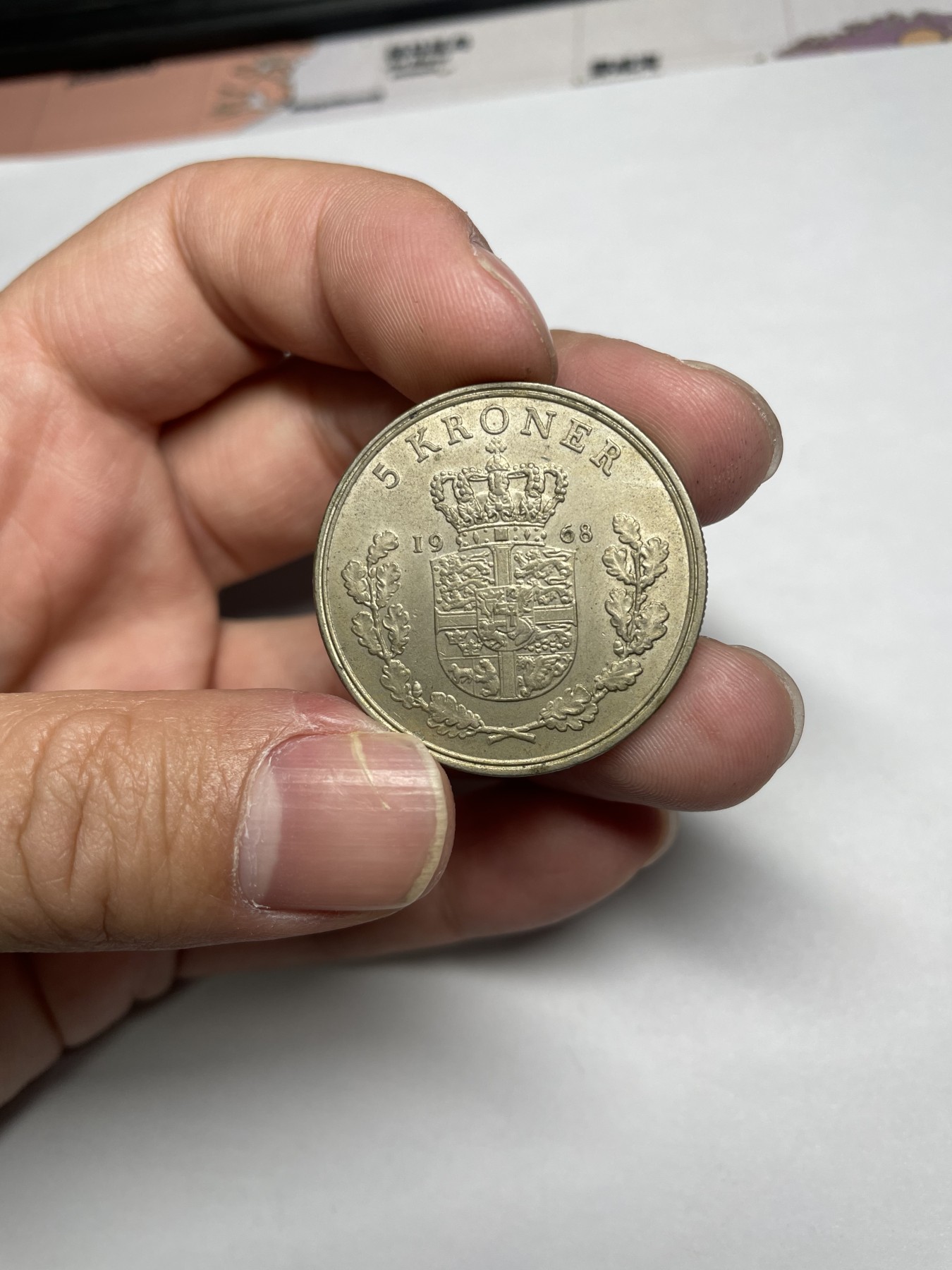 集古藏今回流外币2024年第一场 1968年丹麦弗雷德里克九世5克朗