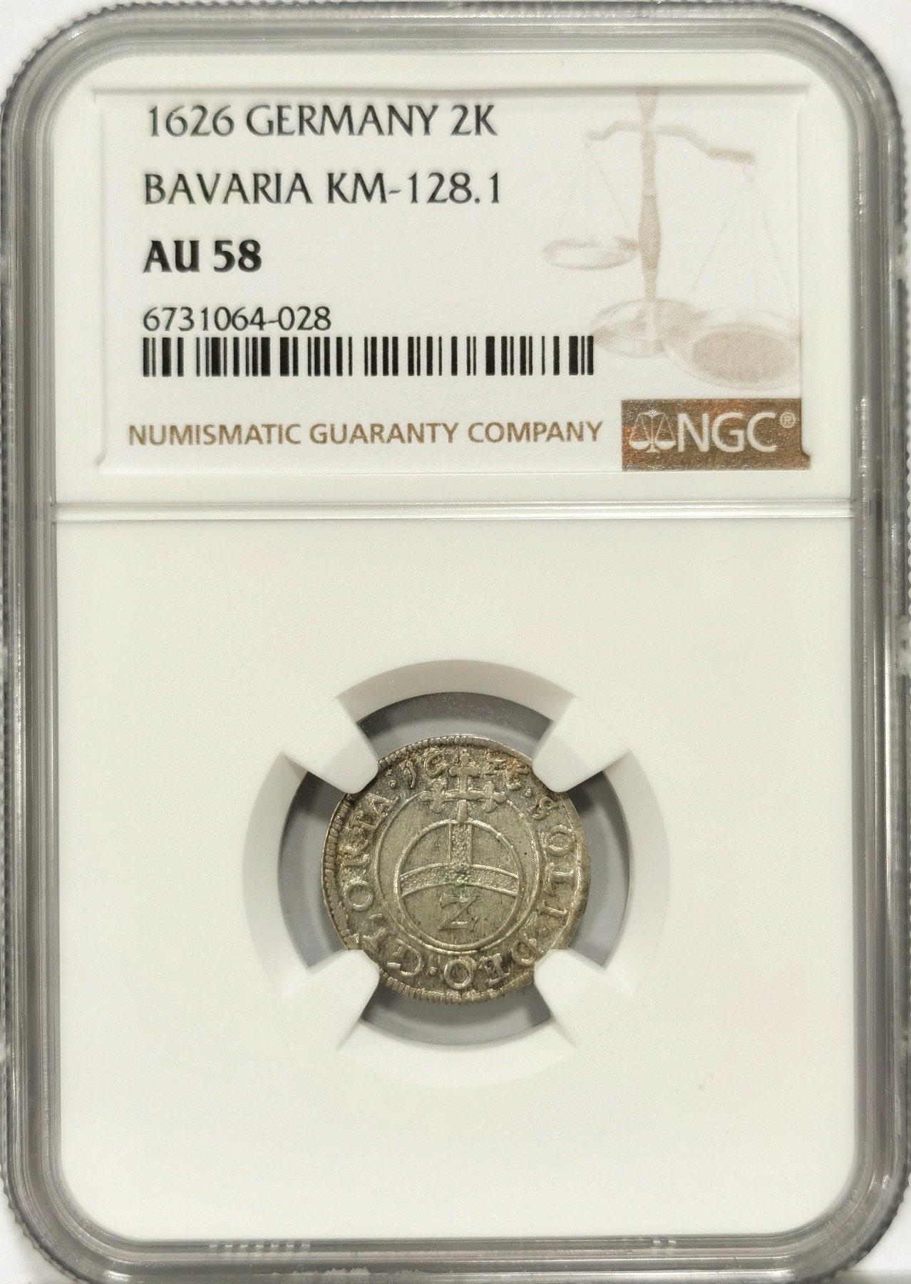 博洋堂世界钱币拍卖第066期（全场包邮） NGC AU58 德国巴伐利亚1626年2K银币