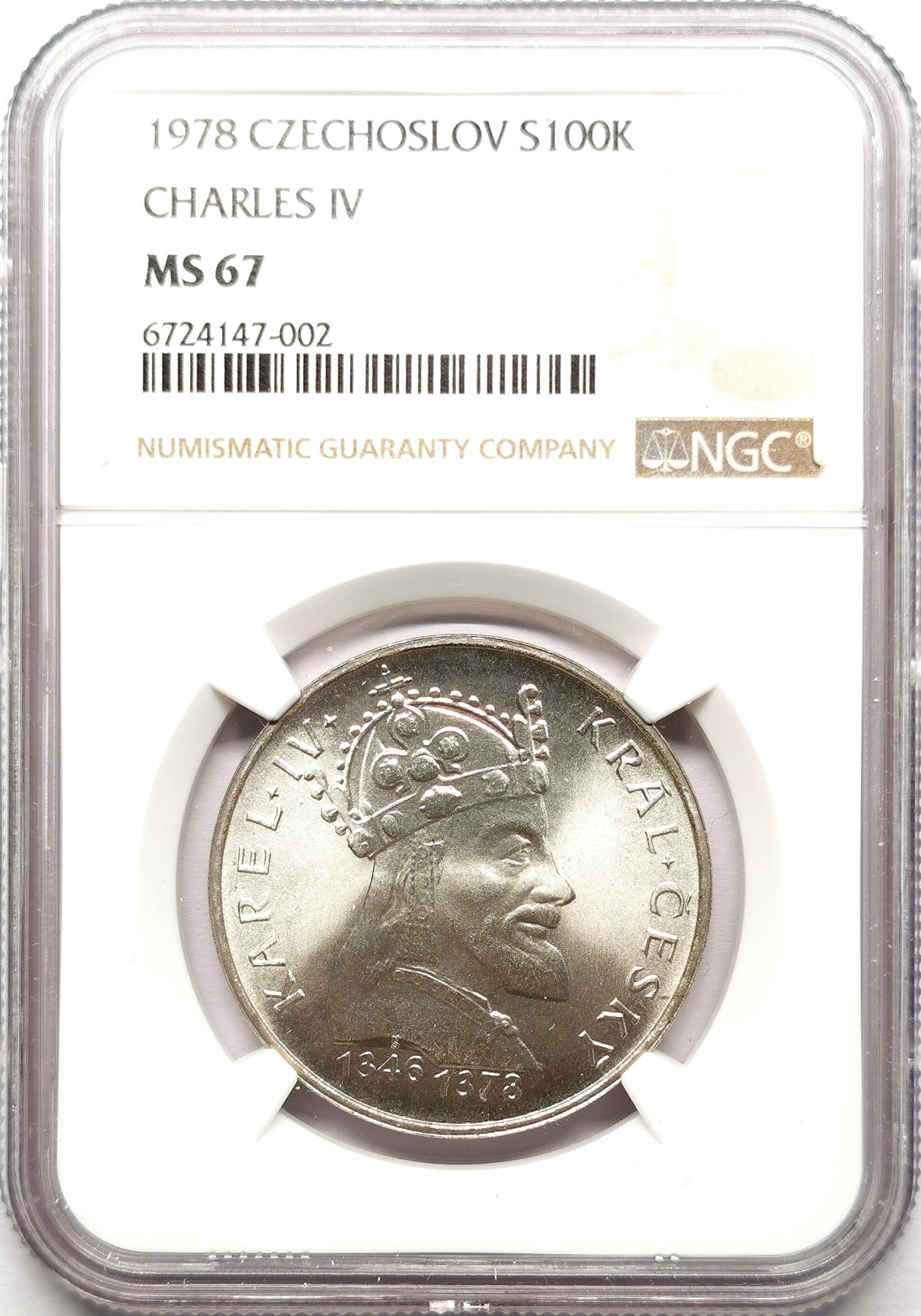 凡希社世界钱币微拍第二百六十一期（龙年开运场） 1978捷克斯洛伐克100K纪念银币NGC-MS67