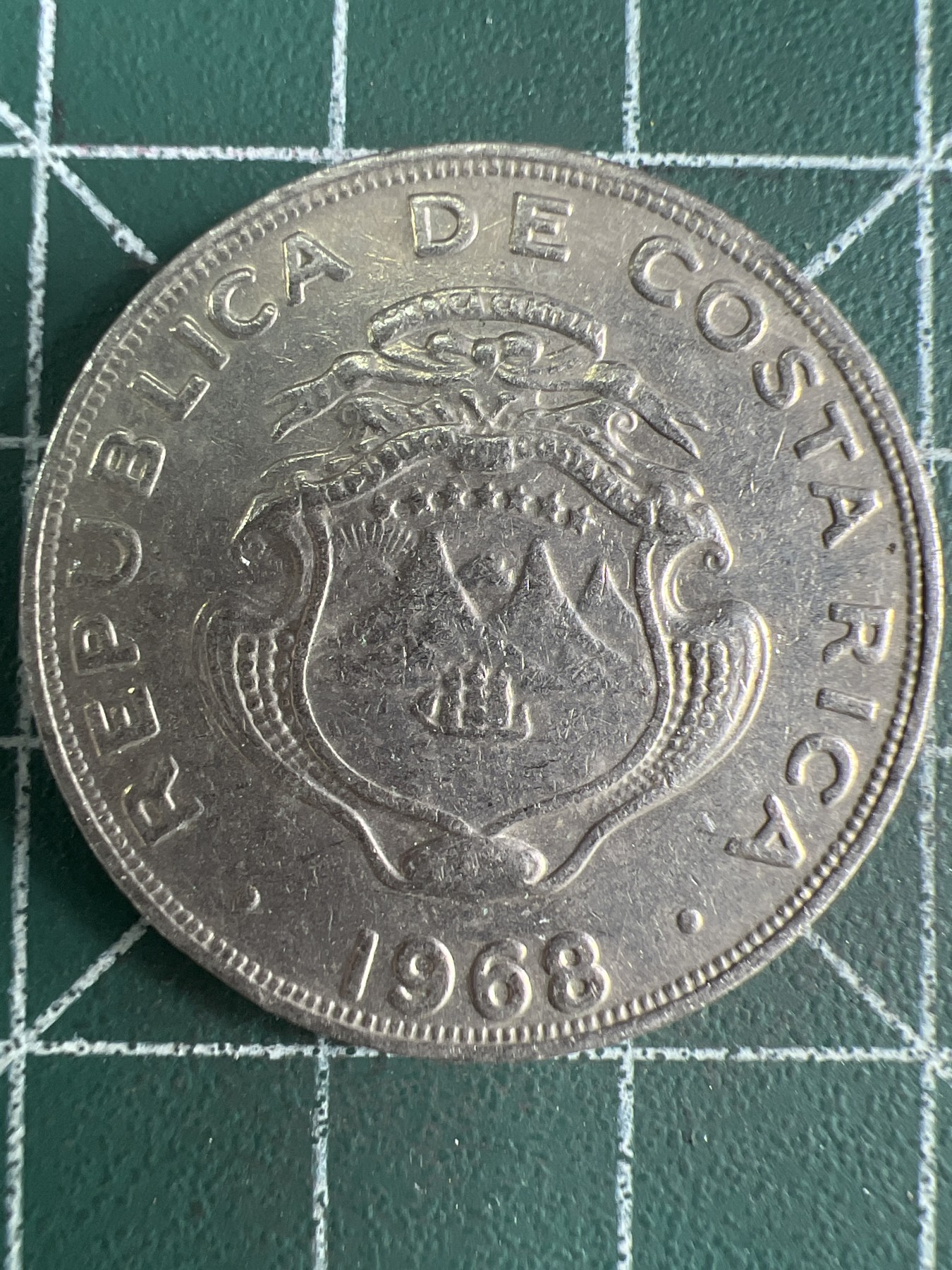 第539期  硬币专场 （无押金，捡漏，全场50包邮，偏远地区除外，接收代拍业务） 哥斯达黎加1克朗 1968年