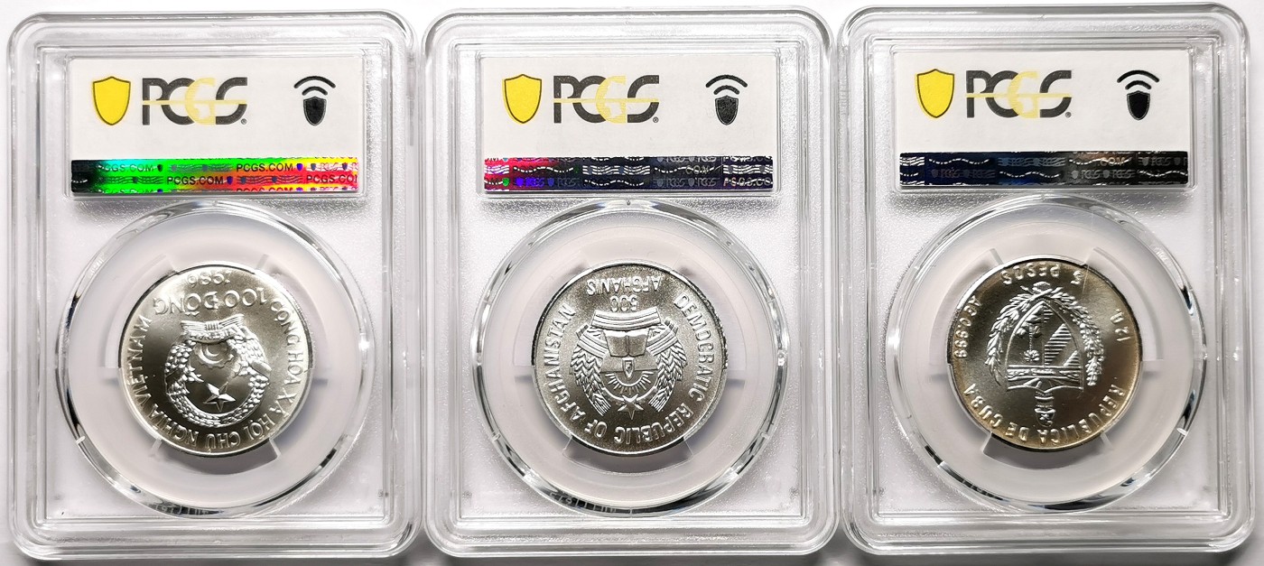 凡希社世界钱币微拍第二百六十一期（龙年开运场） 1986/88阿富汗/越南/古巴奥运纪念银币三枚一组PCGS-MS67/66/67
