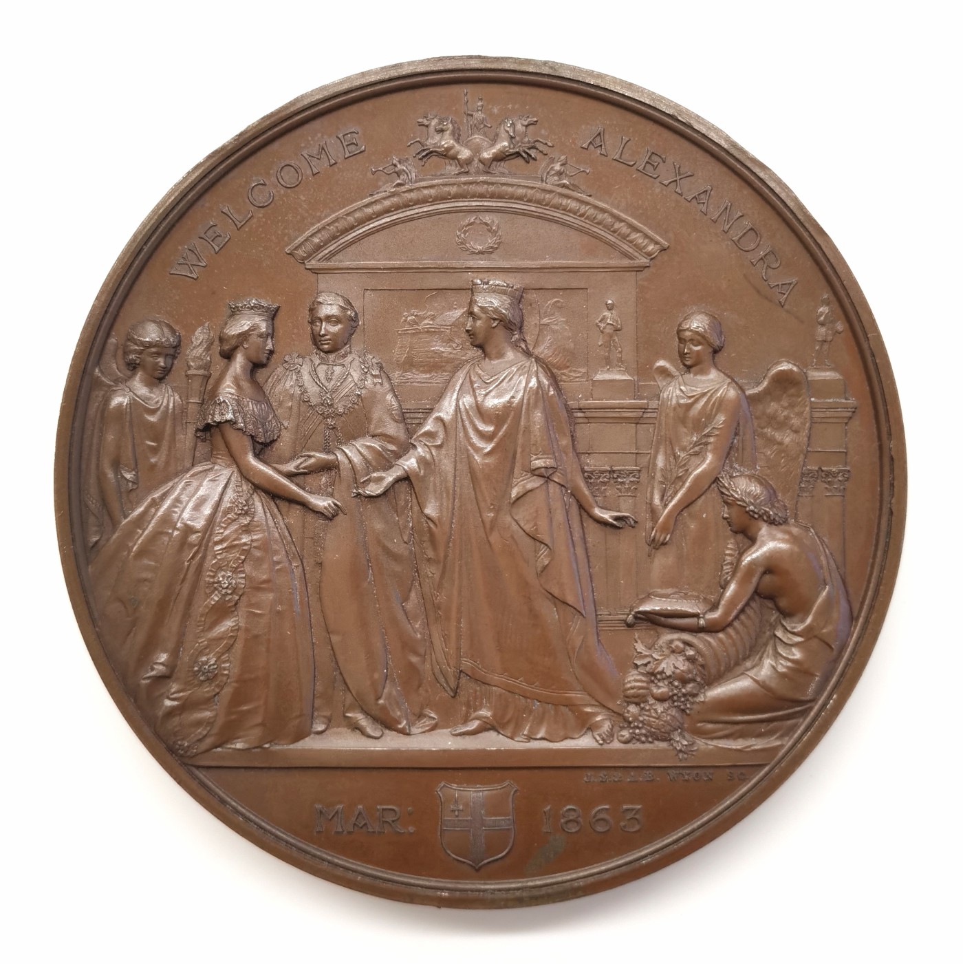 博洋堂世界钱币拍卖第066期（全场包邮） 1863年英国 丹麦亚历山德拉公主访问金融城纪念大铜章 铸量仅仅350枚 作者WYON 原盒好品