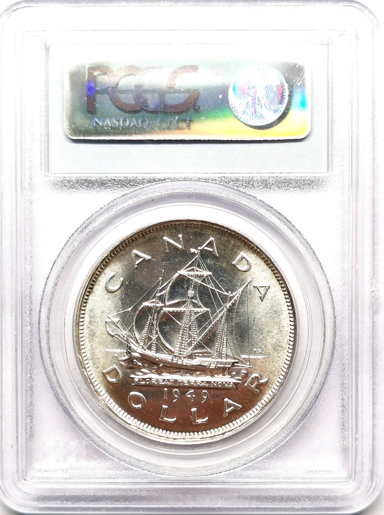 凡希社世界钱币微拍第二百六十一期（龙年开运场） 1949加拿大乔六纪念DOLLAR大银PCGS-MS65五彩！