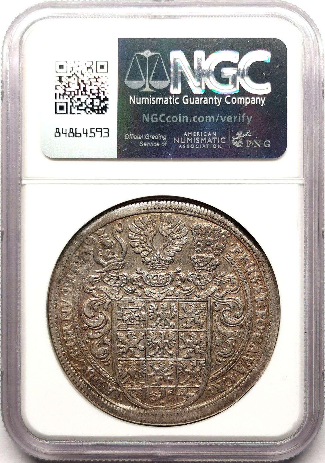 凡希社世界钱币微拍第二百六十一期（龙年开运场） 1631/0勃兰登堡-安斯巴赫三兄弟大型泰勒NGC-AU53 骑字版！