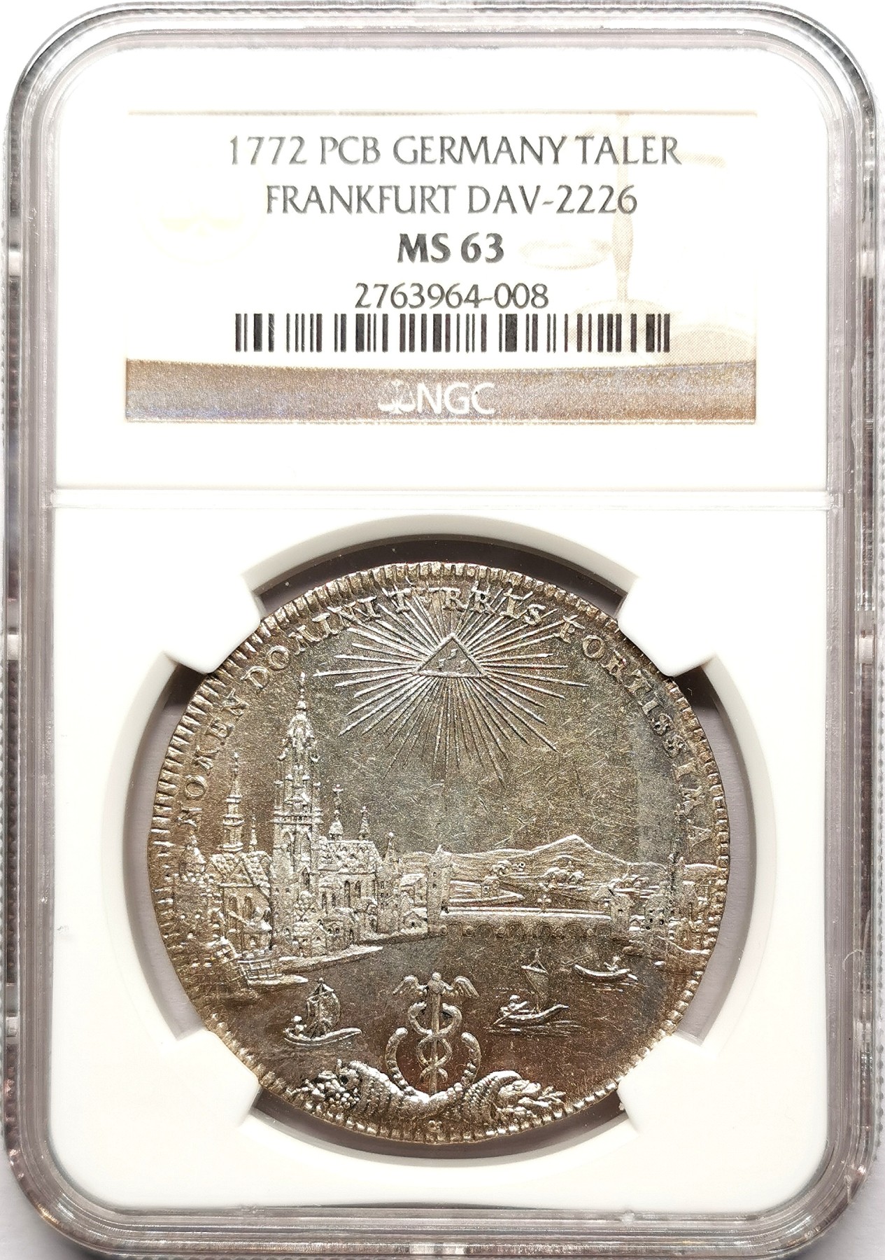 凡希社世界钱币微拍第二百六十一期（龙年开运场） 荐！1772法兰克福城市景观泰勒大银NGC-MS63 银光充沛藏家品质！