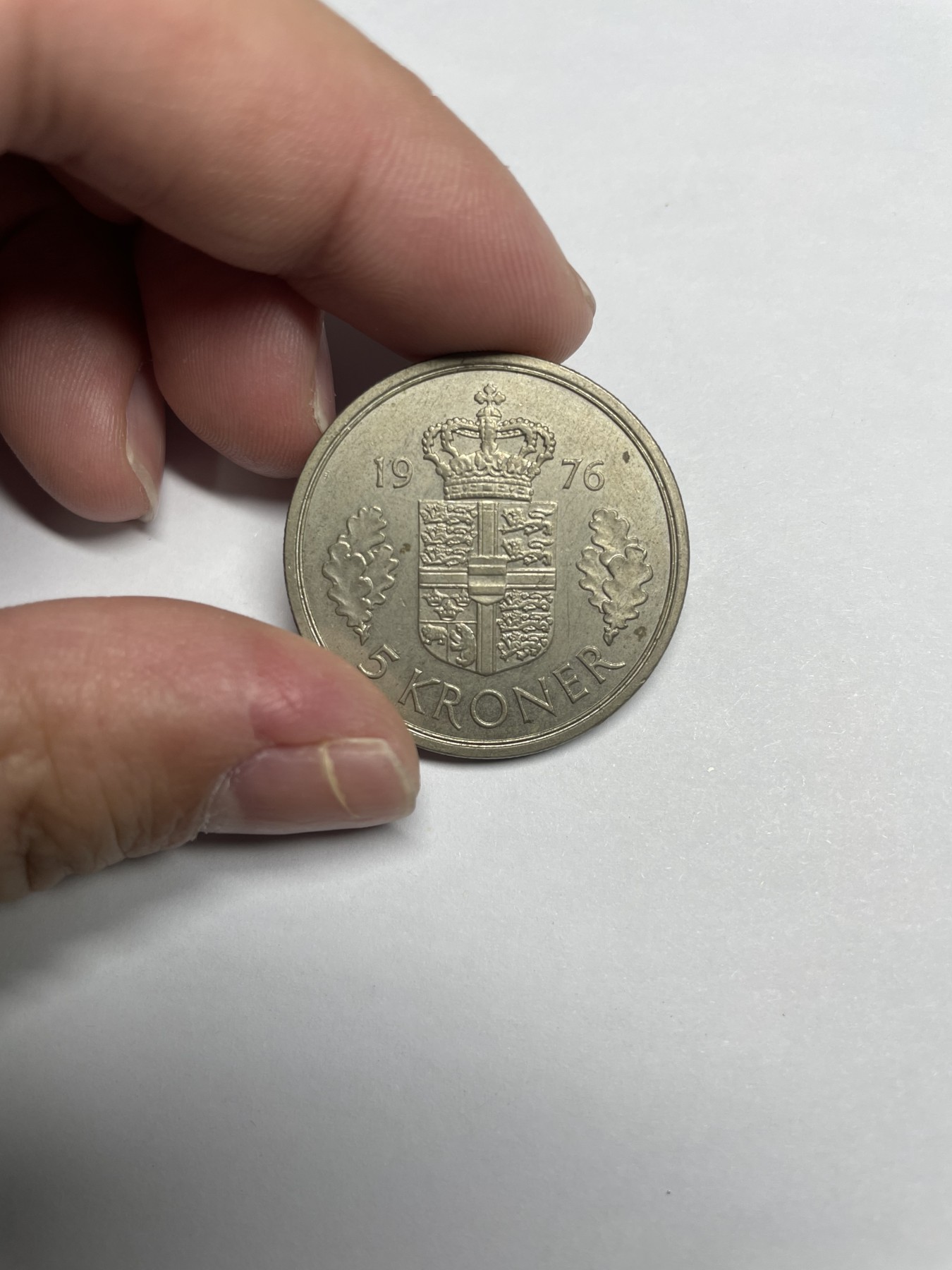 集古藏今回流外币2024年第一场 1976年丹麦女王玛格丽特二世5克朗