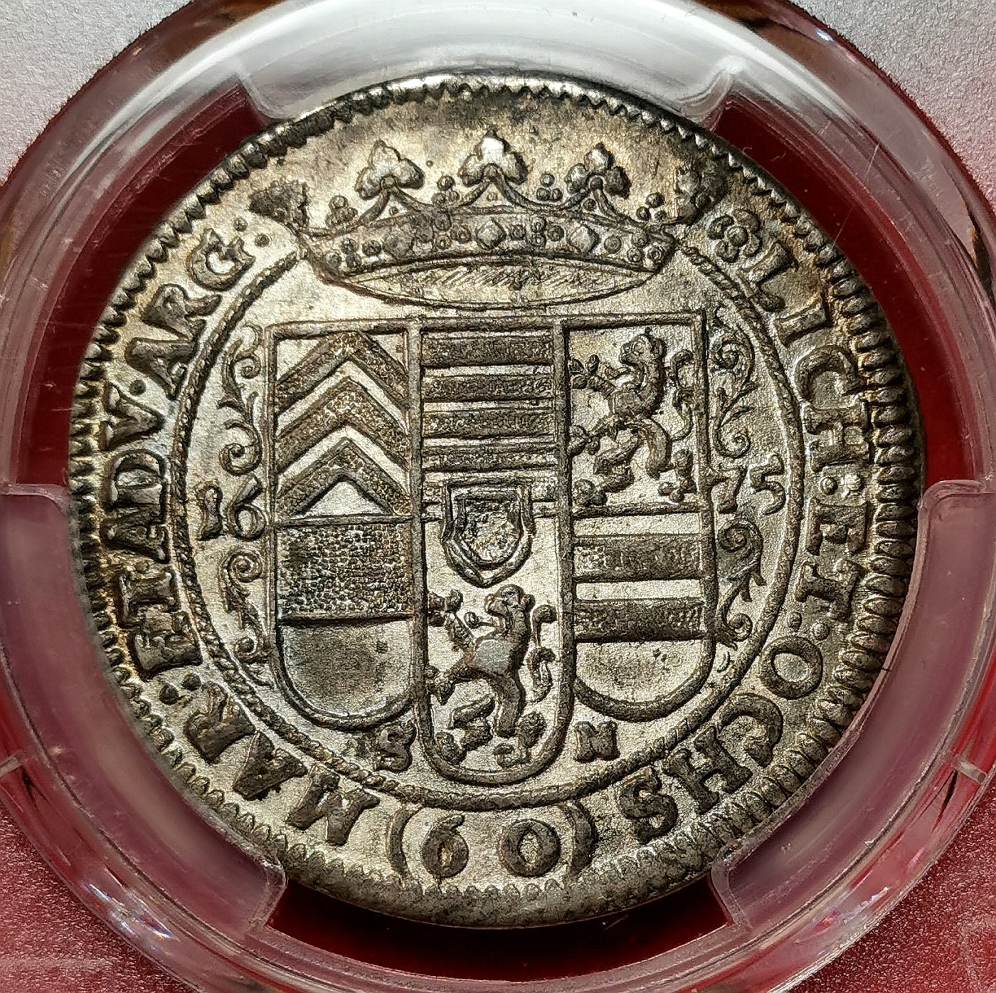 凡希社世界钱币微拍第二百六十一期（龙年开运场） 荐！1675哈瑙-利希滕贝格 弗里德里希60Kr（2/3泰勒）PCGS-MS63 传世欧陆包浆，P唯一最高分！