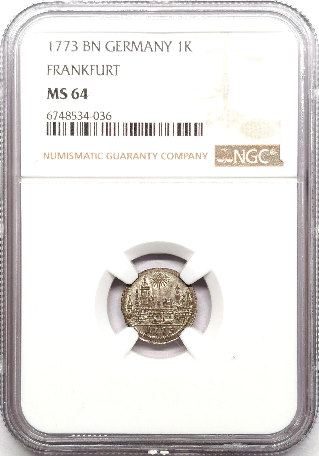 凡希社世界钱币微拍第二百六十一期（龙年开运场） 1773法兰克福城市景观克鲁泽银币NGC-MS64