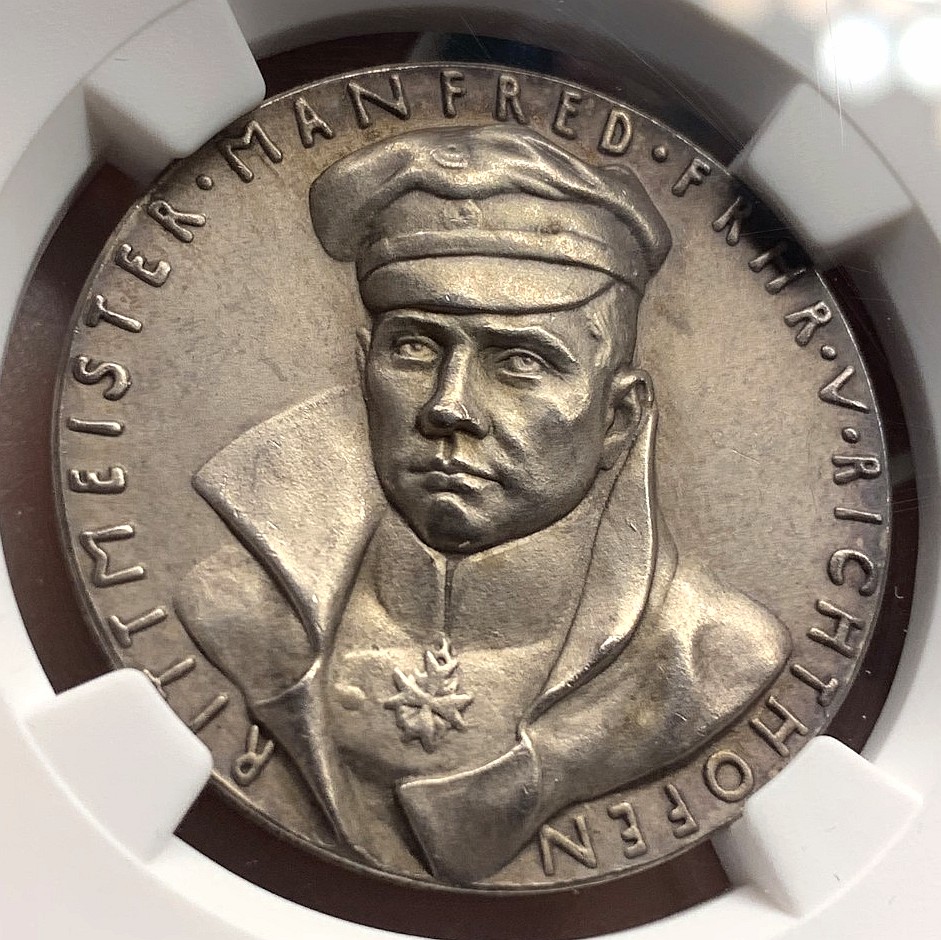 博洋堂世界钱币拍卖第066期（全场包邮） NGC MS62 德国1918年红色男爵银章，卡尔哥茨作品，名誉品，HA同分成交3800+