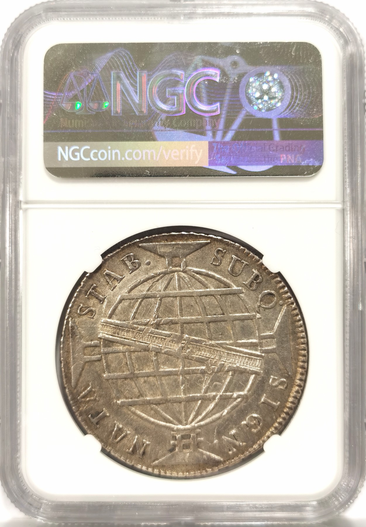 博洋堂世界钱币拍卖第066期（全场包邮） NGC MINT ERROR AU58 葡属巴西1813年R版960R大银币，原味包浆，罕见铸造错版