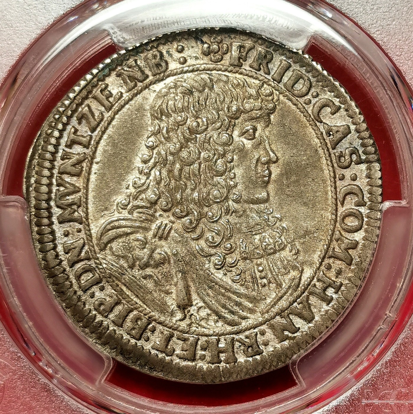 凡希社世界钱币微拍第二百六十一期（龙年开运场） 荐！1675哈瑙-利希滕贝格 弗里德里希60Kr（2/3泰勒）PCGS-MS63 传世欧陆包浆，P唯一最高分！