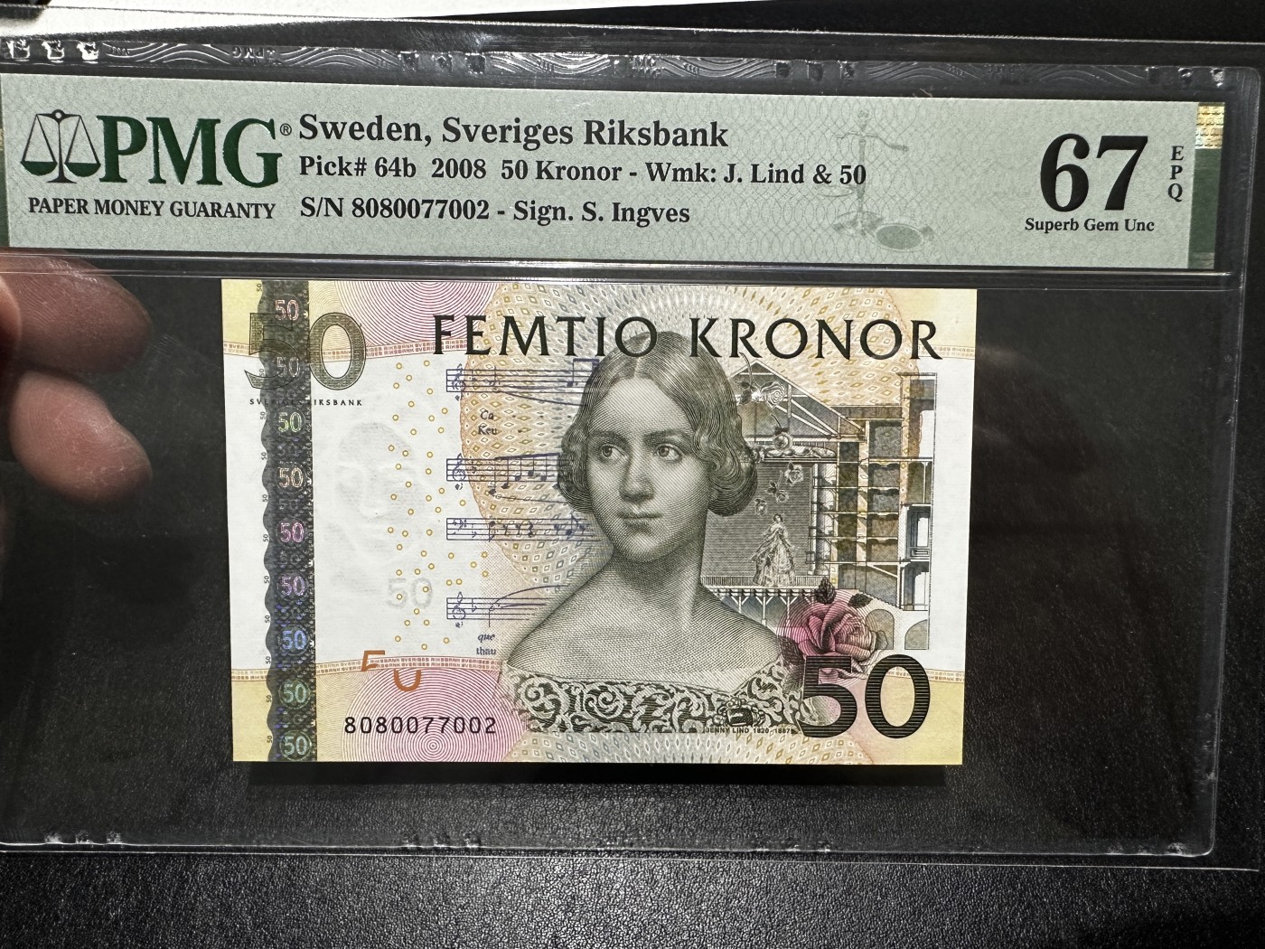 《外钞收藏家》第三百四十三期（评级场） 2008年瑞典50克朗 PMG67