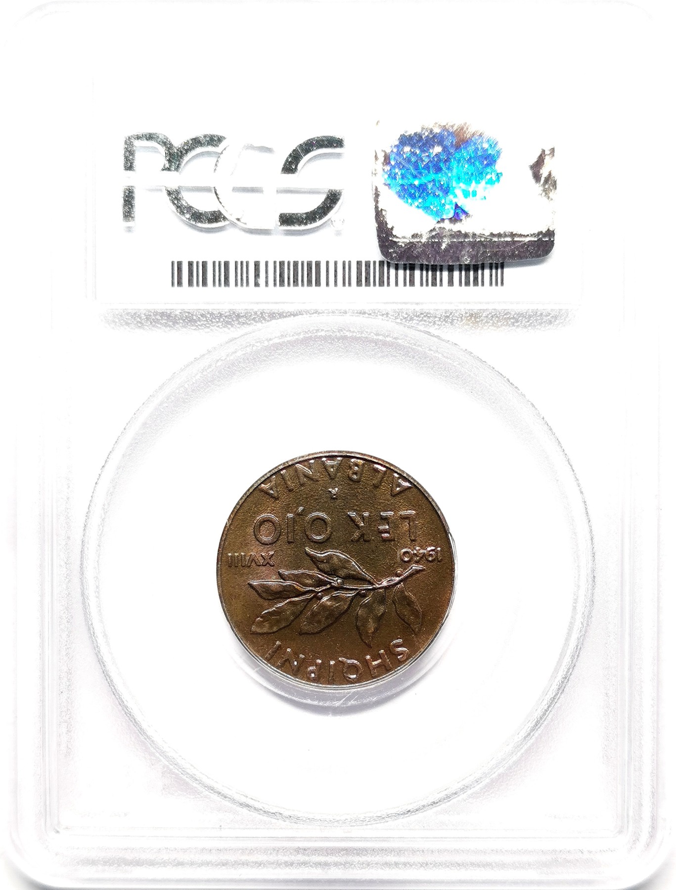 凡希社世界钱币微拍第二百六十一期（龙年开运场） 1940阿尔巴尼亚0.1Lek铜币PCGS-MS64