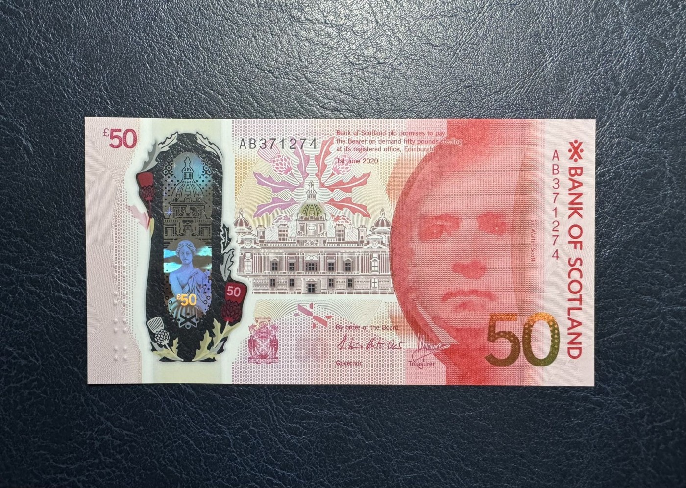 收藏联盟Quantum Auction 第327期拍卖  苏格兰银行2020年50镑 品相全新UNC 水印处摩擦为正常印刷工艺