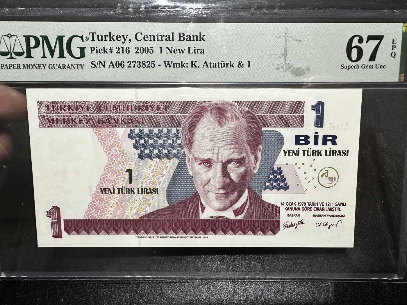 《外钞收藏家》第三百四十三期（评级场） 2005年土耳其1里拉 PMG67