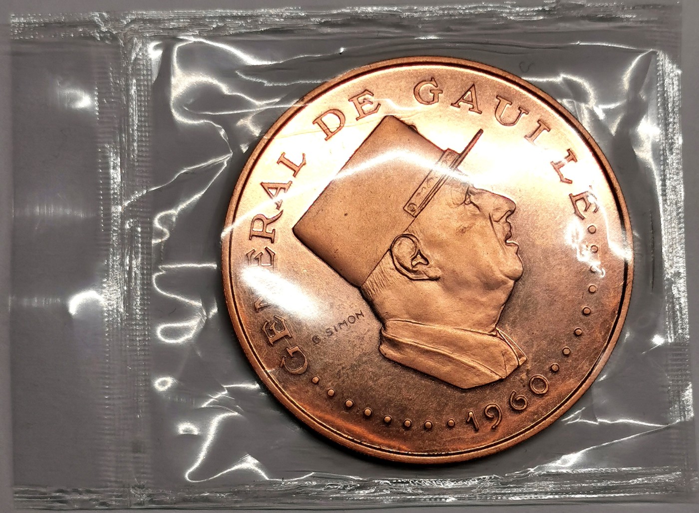 凡希社世界钱币微拍第二百六十一期（龙年开运场） 1960乍得共和国戴高乐10000法郎铜样币essai原厂塑封！