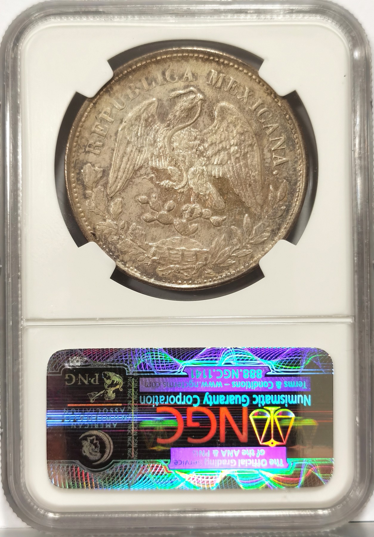 博洋堂世界钱币拍卖第066期（全场包邮） NGC MS62 墨西哥1902年MO AM版直边鹰洋，底板带彩