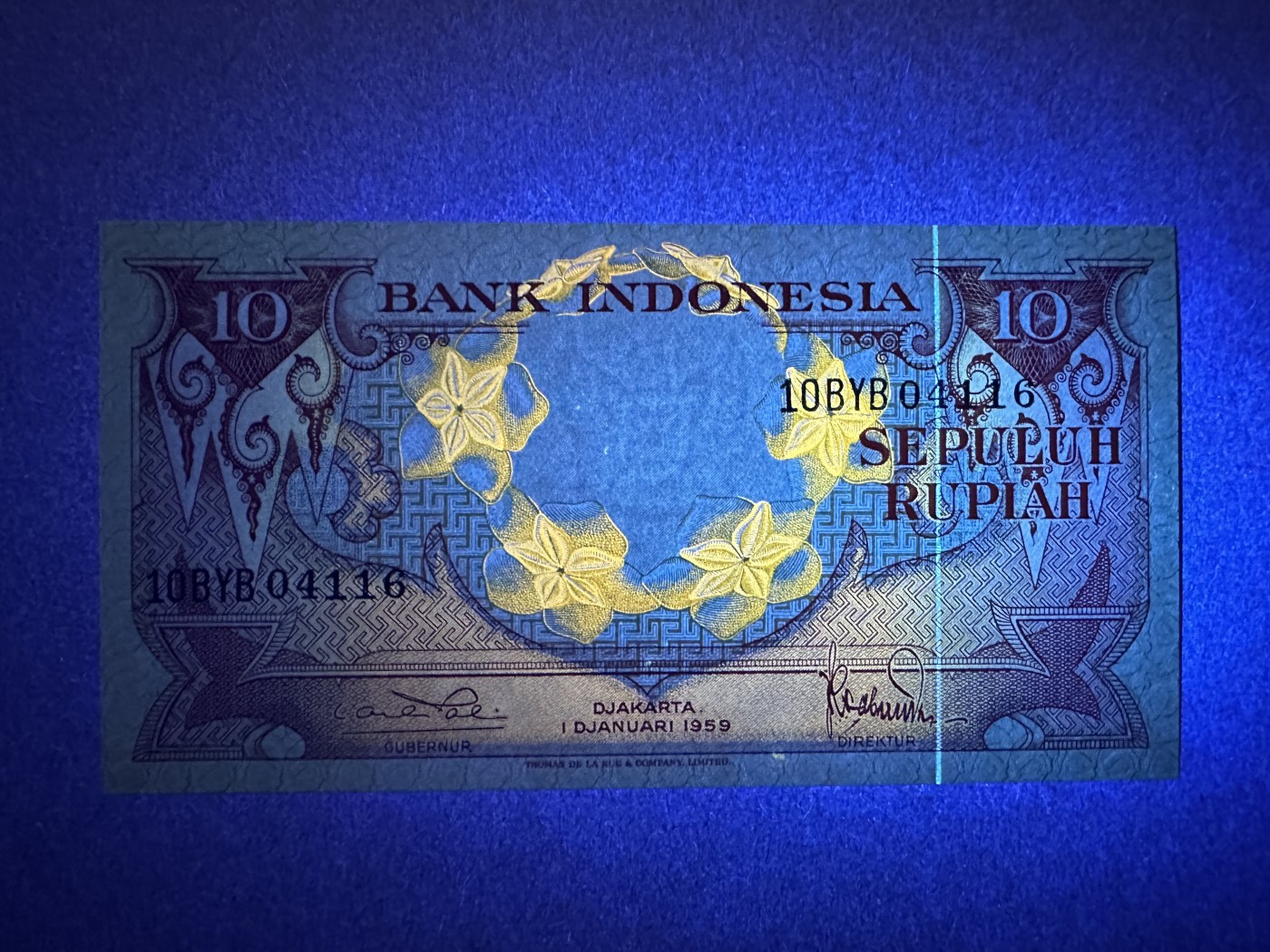 《张总收藏》139期-精品外币 印度尼西亚10盾 UNC 1959年