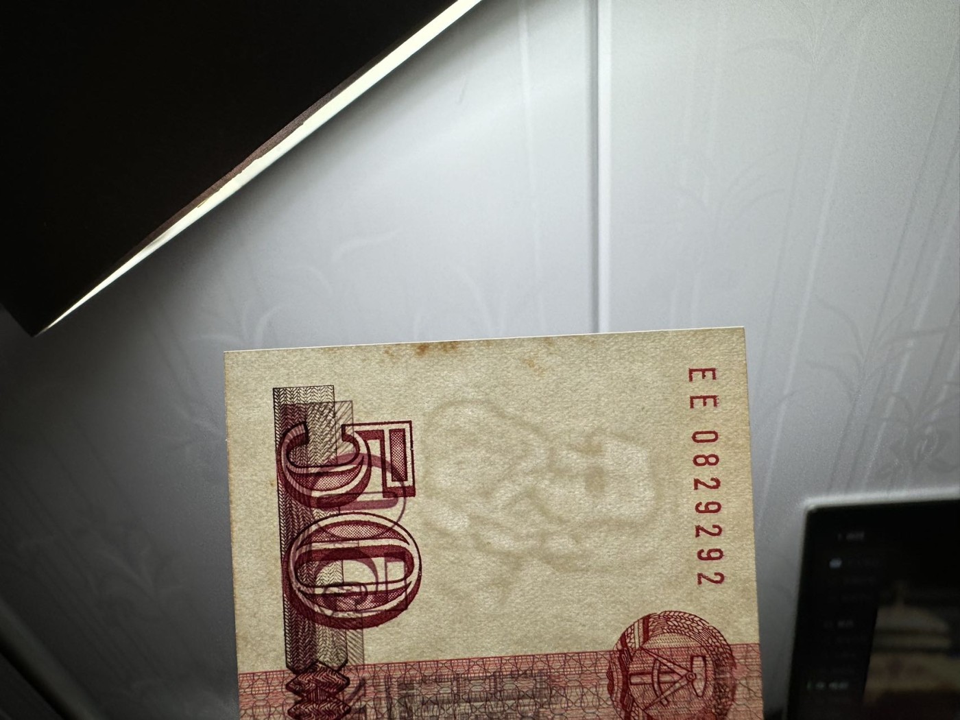收藏联盟Quantum Auction 第327期拍卖  民主德国1971年50马克 品相UNC- 号码无3457朦胧号