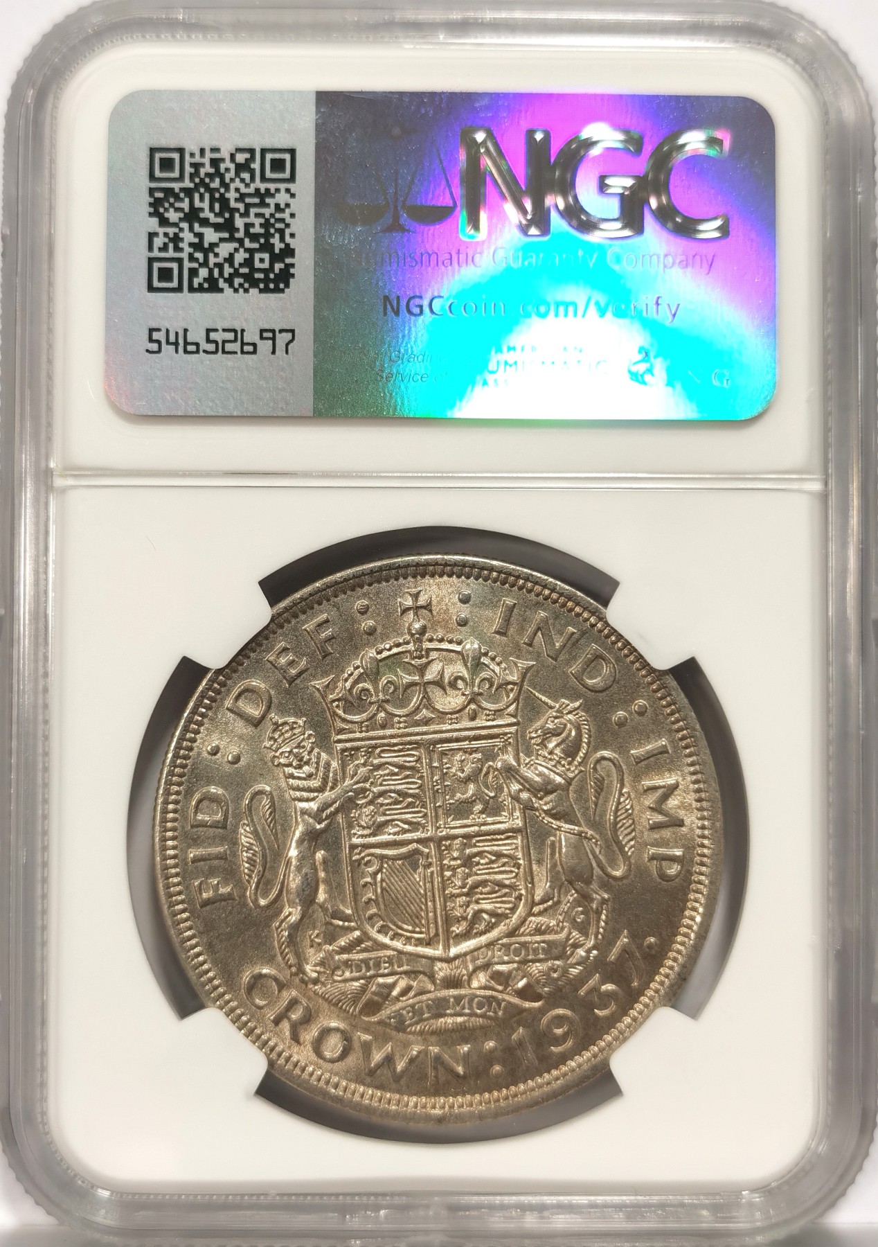 博洋堂世界钱币拍卖第066期（全场包邮） NGC MS63 英国1937年乔治六世克朗银币，BU车轮光，包浆醇厚，状态极佳。