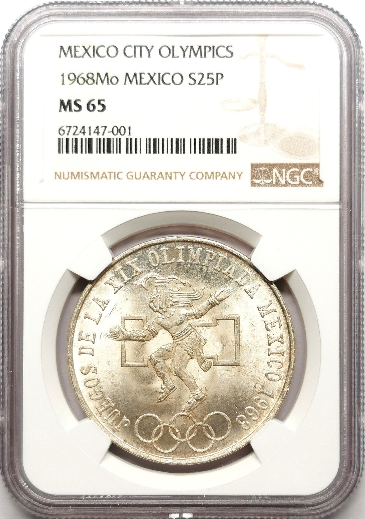 凡希社世界钱币微拍第二百六十一期（龙年开运场） 1968墨西哥奥运纪念25比索大银NGC-MS65