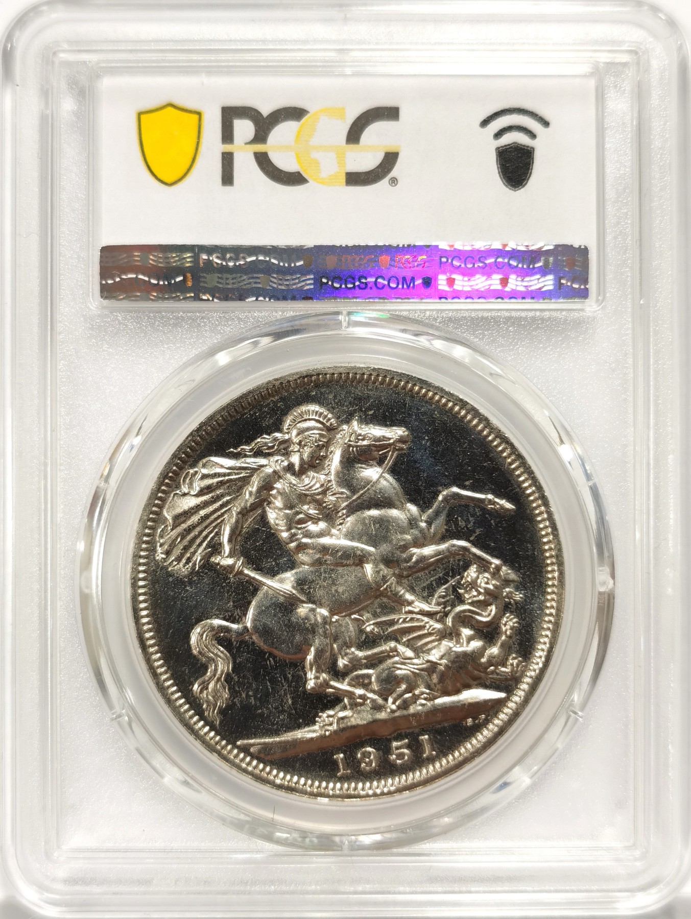 博洋堂世界钱币拍卖第066期（全场包邮） PCGS PL63 英国1951年乔治六世马剑克朗，最后的马剑，镜面漂亮