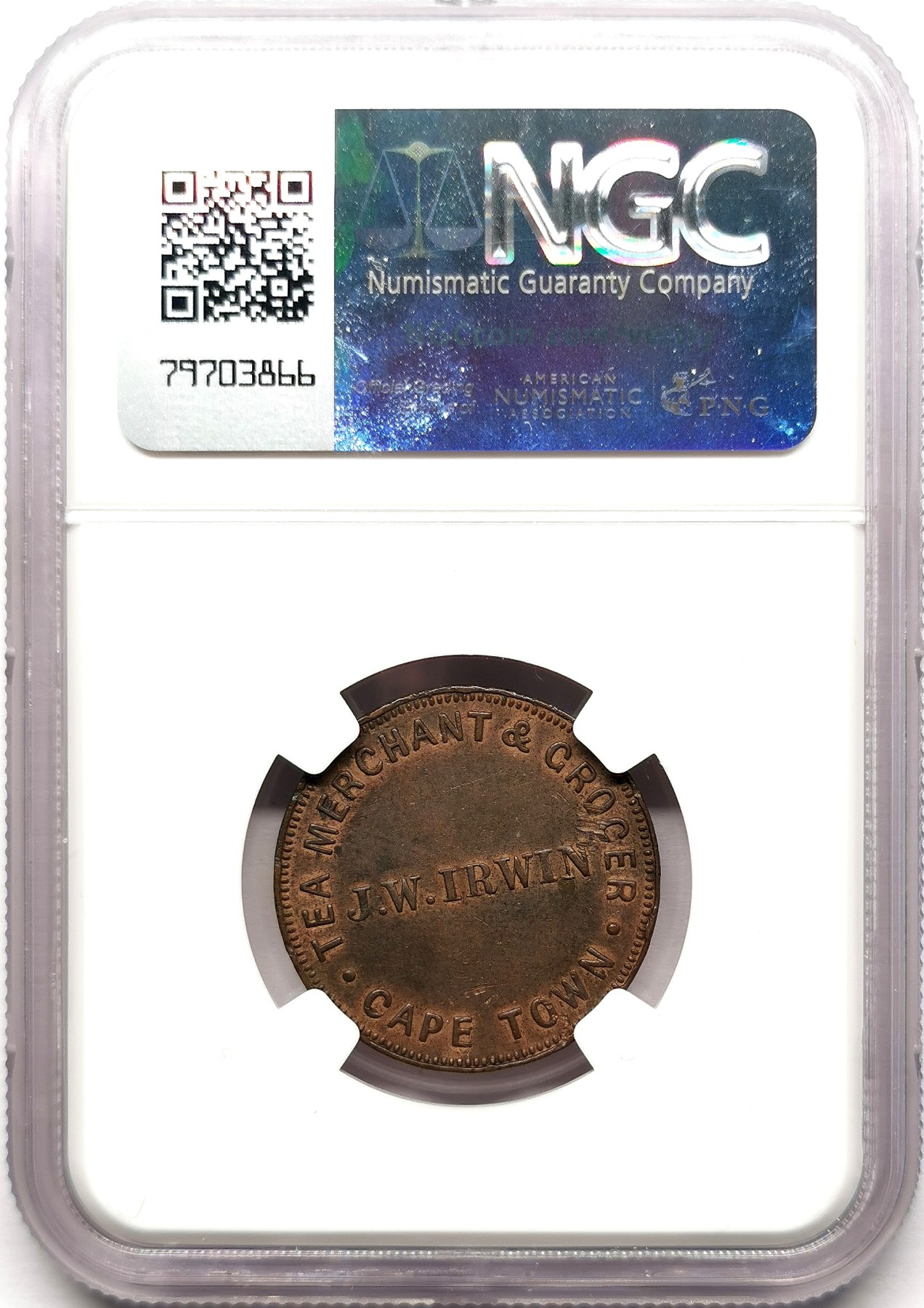 凡希社世界钱币微拍第二百六十一期（龙年开运场） 1879南非开普敦艾尔文1/2便士代用币NGC-AUD稀见！